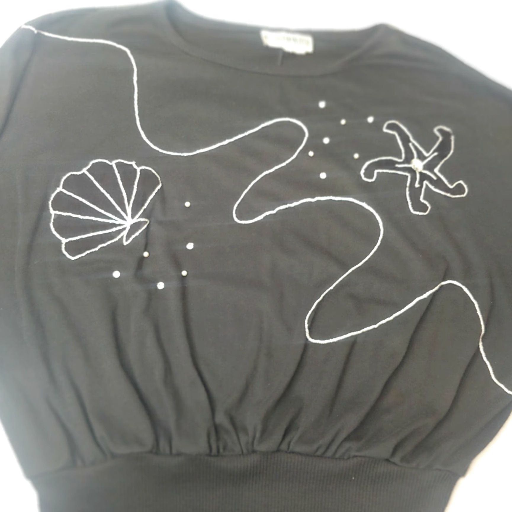 Vintage VINTAGE Peter Popovich Shirt Medium Black Silver Bead Sea Shell Beach Coastal 80s Womens Pullover Knit 3/4 Sleeve Slim Size M / US 6-8 / IT 42-44 - 7 Thumbnail