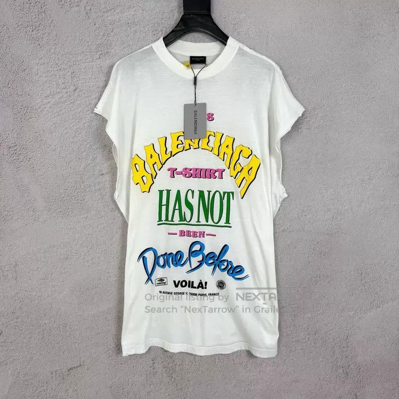 Balenciaga Balenciaga White Rainbow Printed Letter Half Sleeve T-Shir Size US S / EU 44-46 / 1 - 1 Thumbnail