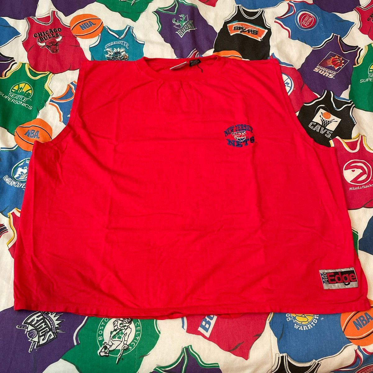 NBA × Vintage Vintage Pro Edge NBA New Jersey Nets Basketball Tank Top Tee Size US XL / EU 56 / 4 - 1 Thumbnail