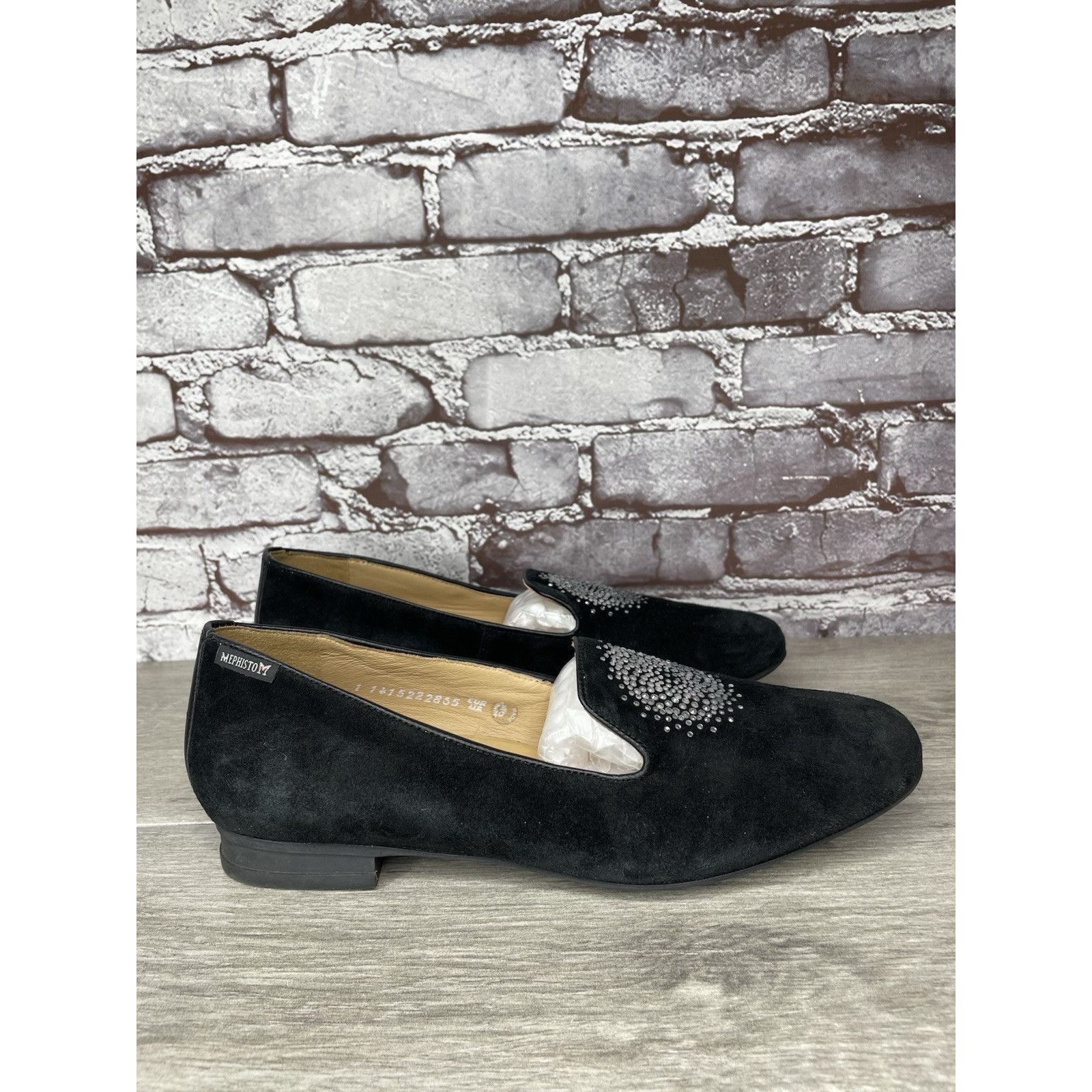 Mephisto Mephisto Air-Relax Black Suede Leather Rhinestone Heel Loafe Size US 10 / IT 40 - 2 Thumbnail