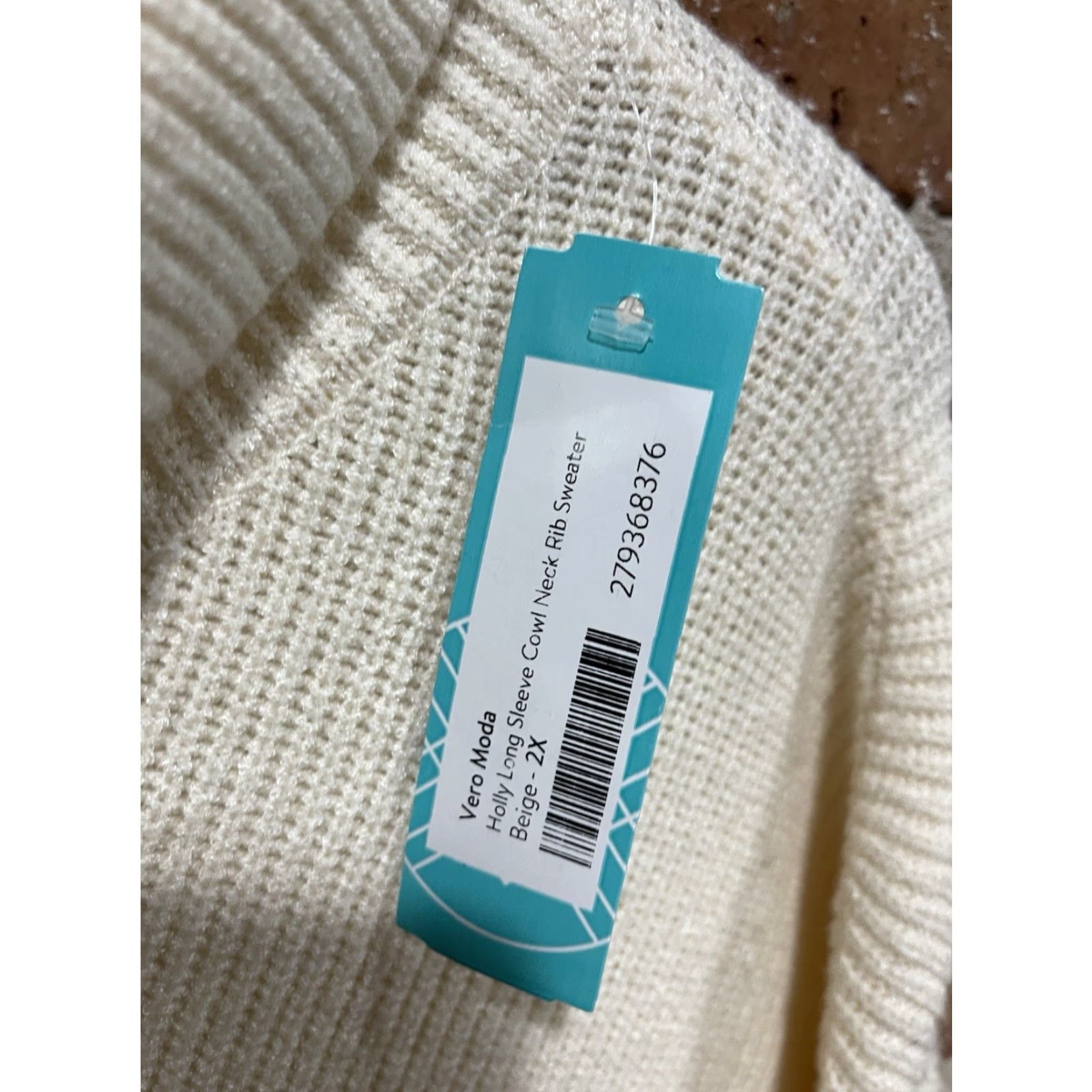 Vintage Vero Moda Knit Sweater Cowl Neck Beige NWT Womens 2X Plus Pullover Knit Long Sleeve | Beige Size XXL / US 16-18 / IT 52-54 - 3 Thumbnail