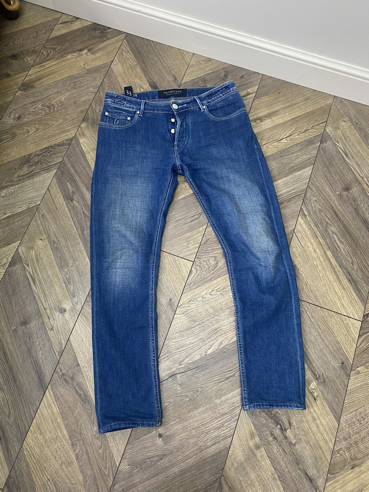 Designer × Vintage Vintage Handpicked Tapered Fit Denim Jeans Size US 33 - 4 Thumbnail