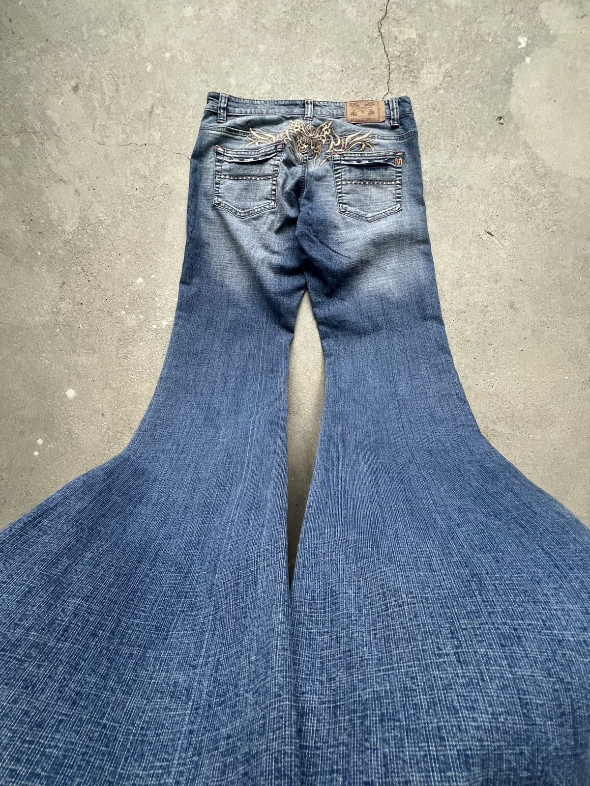 Hysteric Glamour × If Six Was Nine × Le Grande Bleu (L.G.B.) Crazy Y2K flared IfSixWasNine LGB style jeans butterfly Size 27" / US 4 / IT 40 - 2 Thumbnail