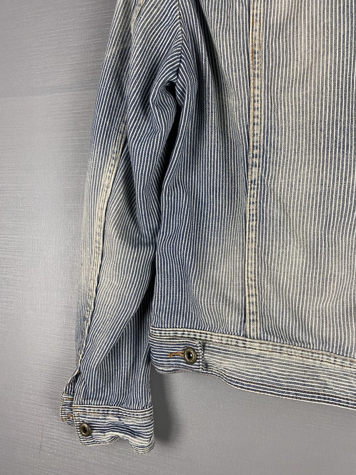 Issey Miyake Vintage Tete Homme Blue and White Striped Denim Jacket Size US M / EU 48-50 / 2 - 8 Thumbnail