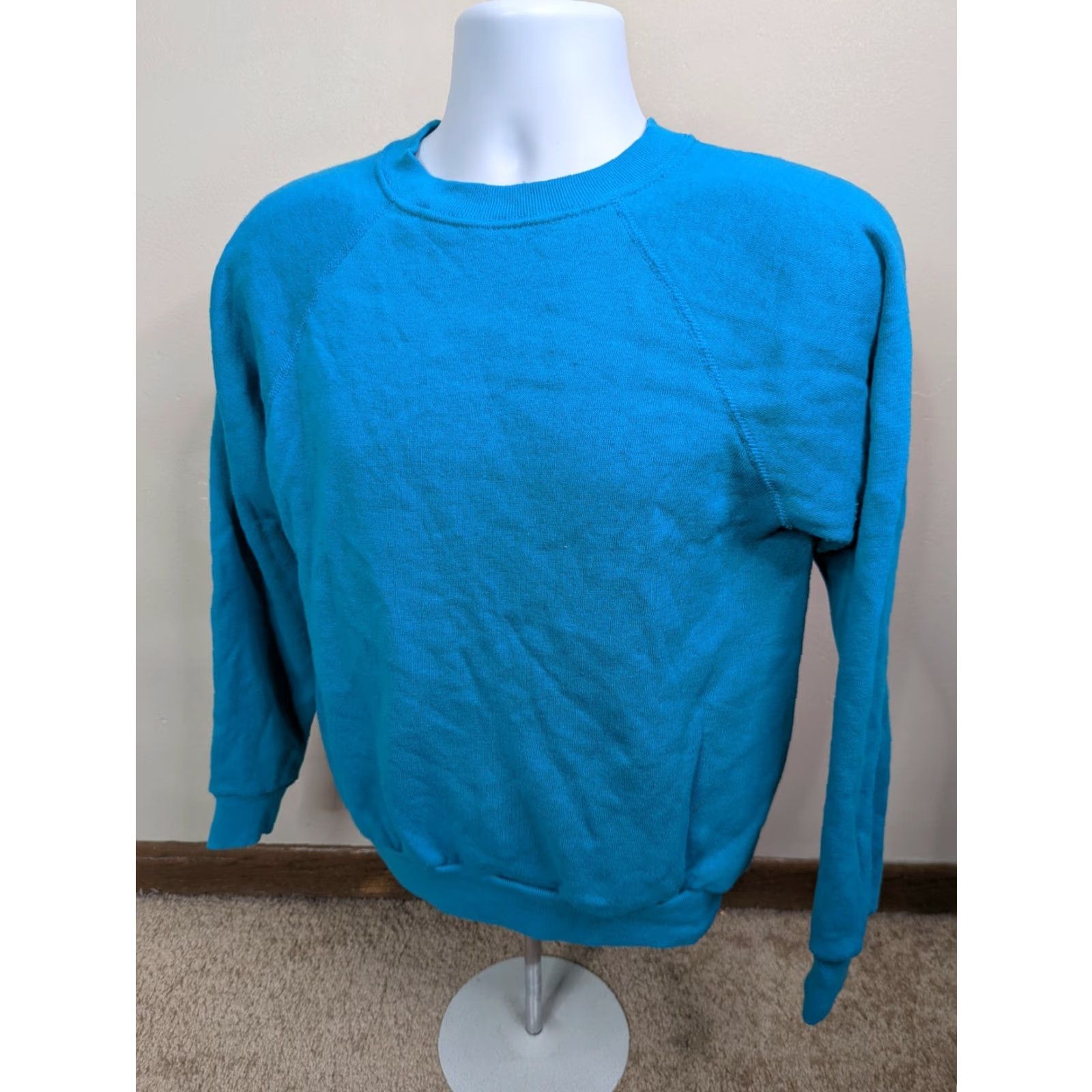 Tultex VINTAGE Tultex Raglan Sweatshirt Teal Blue USA Made in USA Mens L Shirt Size Large Crew Neck Pullover Size US L / EU 52-54 / 3 - 2 Thumbnail