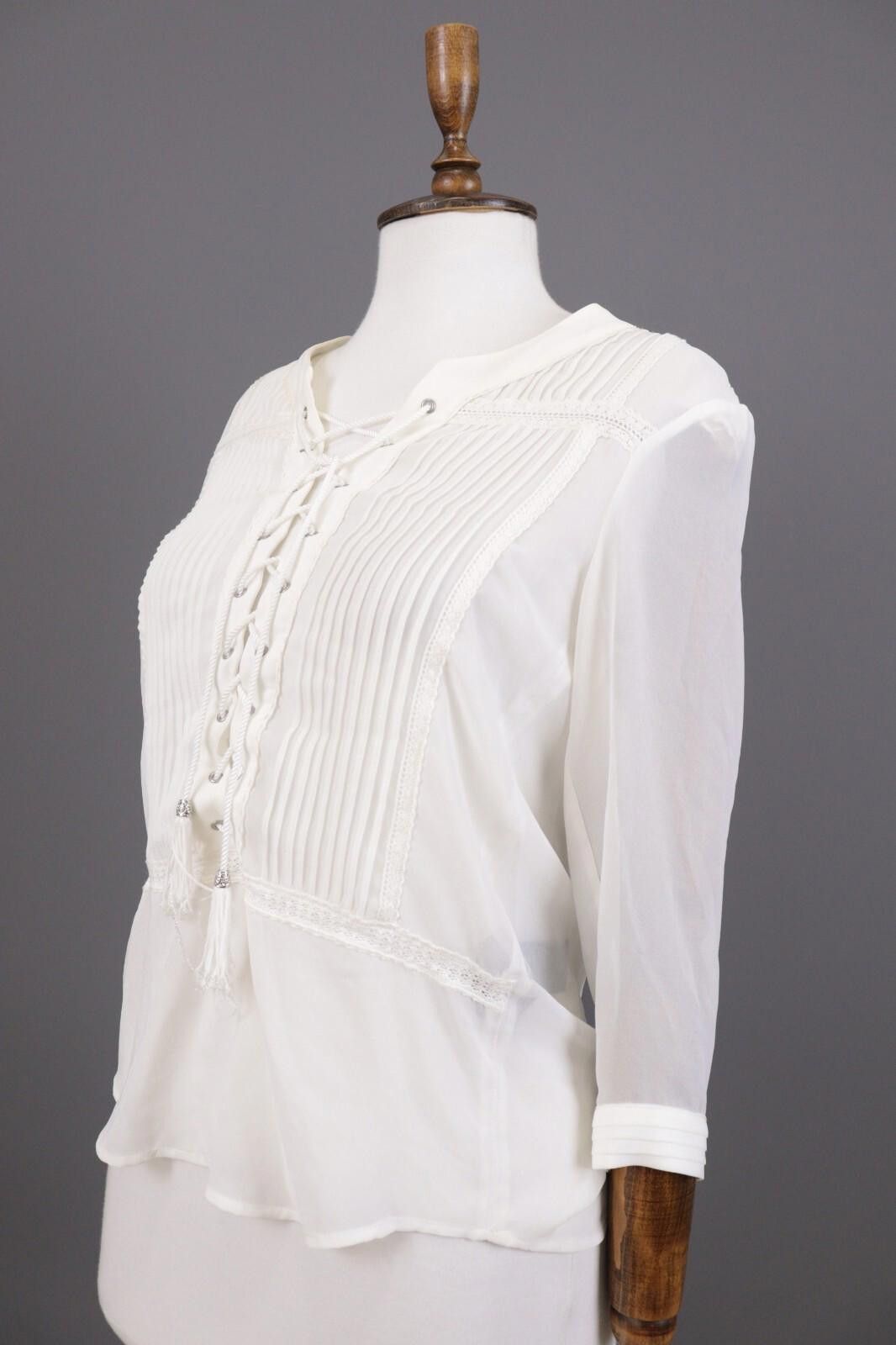 The Kooples The Kooples White Summer Mesh Peasant Shirt Size M Size M / US 6-8 / IT 42-44 - 7 Thumbnail