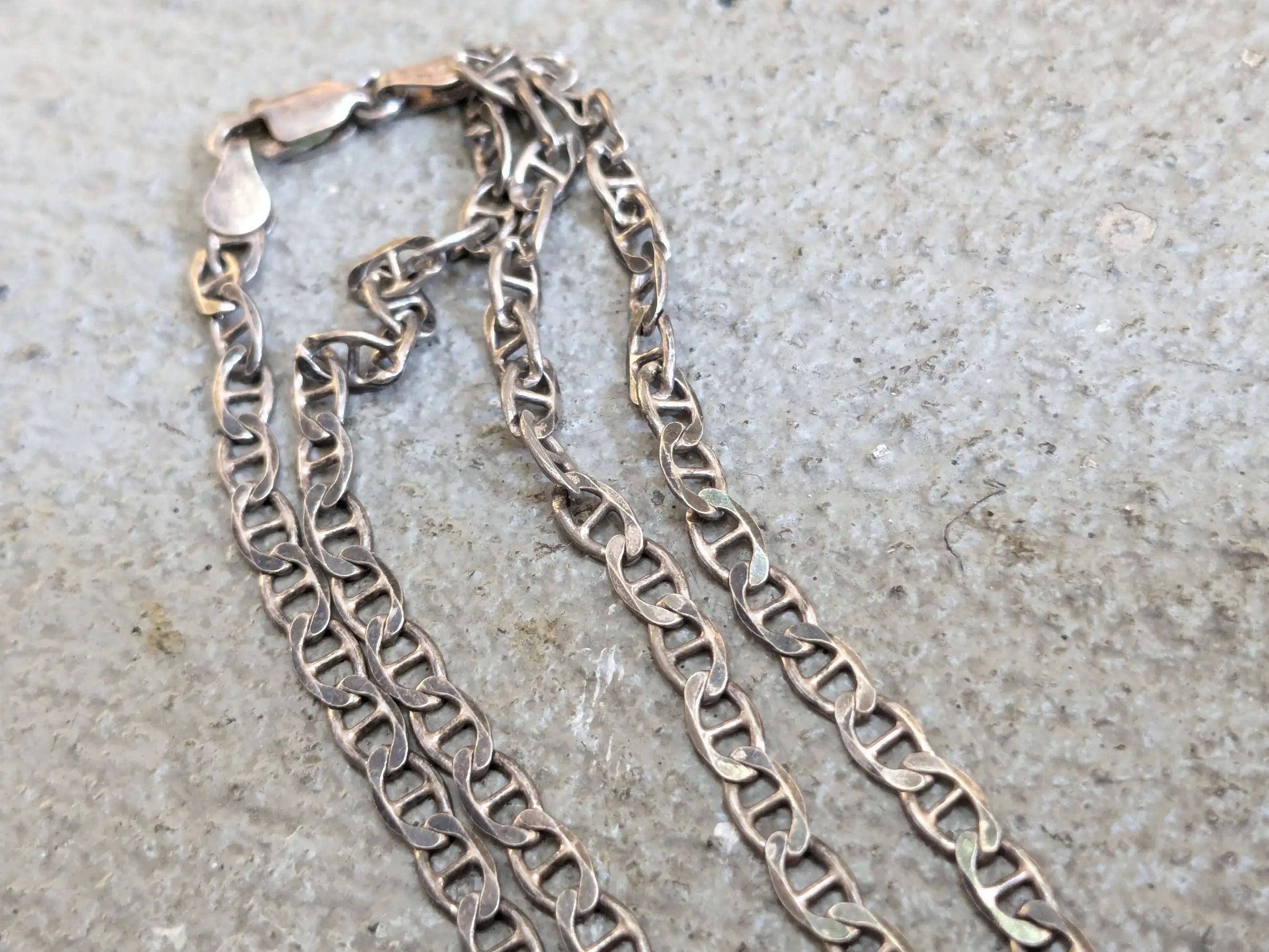 Jewelry Vintage Sterling Silver Necklace Mariner Anchor 22" Italy Size ONE SIZE - 8 Thumbnail