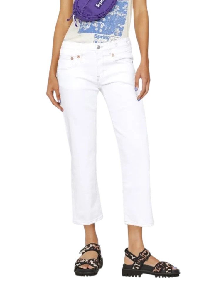 R13 KICK FIT 29 Bale White Slim Flared Ankle Cropped 85817 Size 29" - 1 Thumbnail