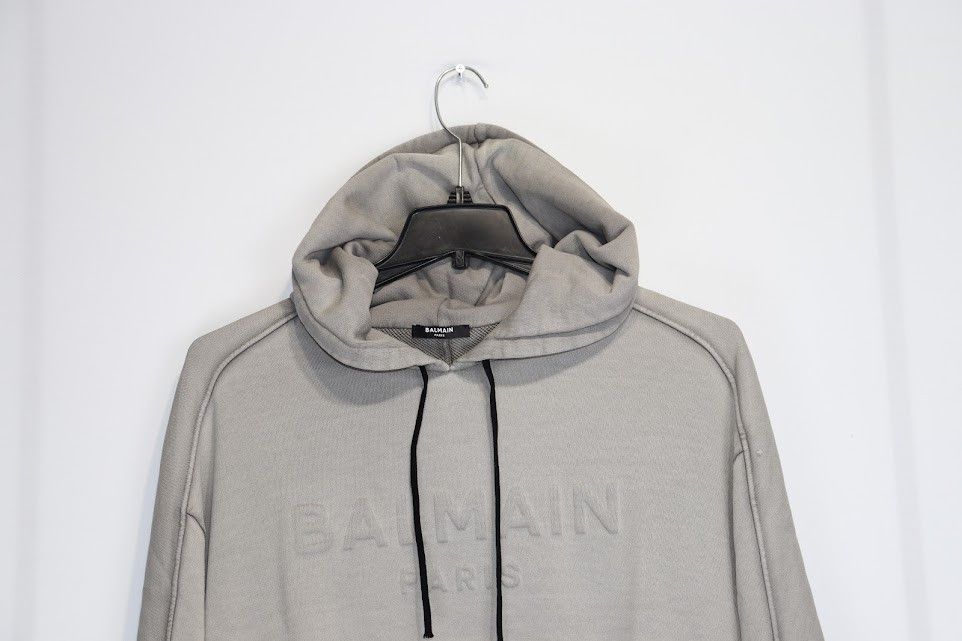 Balmain o1rshd1 Logo Embroidered Hoodie in Grey Size US XL / EU 56 / 4 - 3 Thumbnail