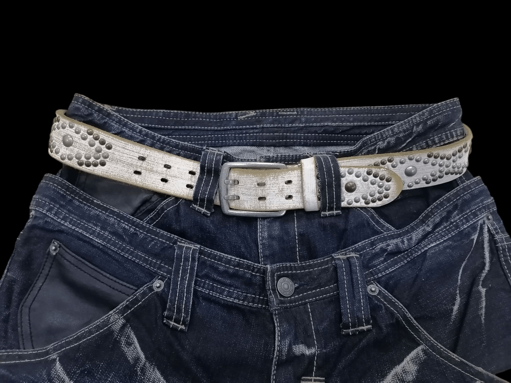 Genuine Leather × Japanese Brand Japan Leather Craft Double Barrel Native Studded Belts Size ONE SIZE - 2 Thumbnail