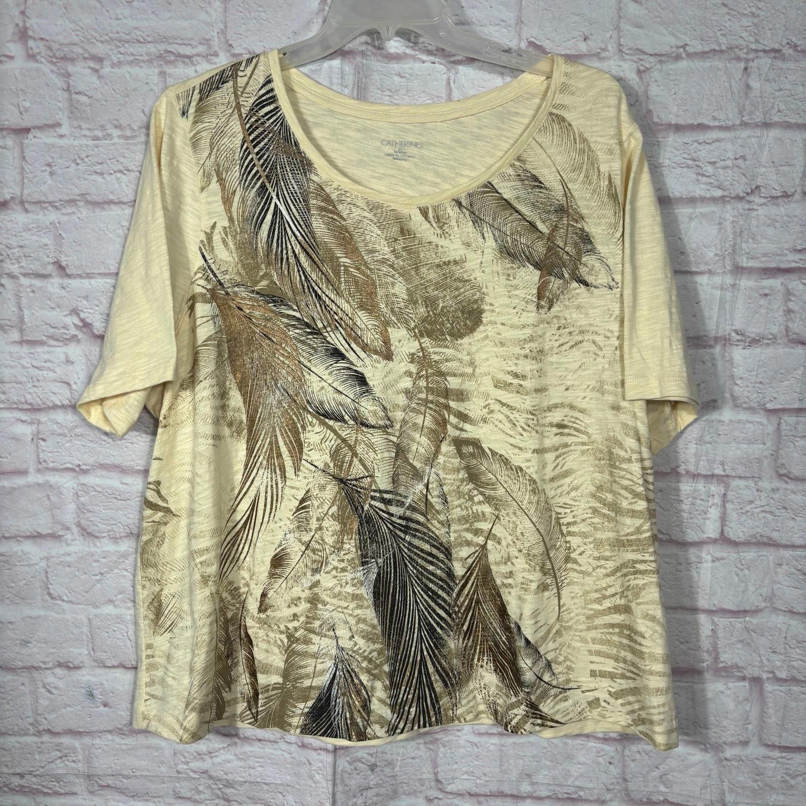 Other Catherine's Feather Print Top - Size 1X (18/20) Size XL / US 12-14 / IT 48-50 - 1 Thumbnail