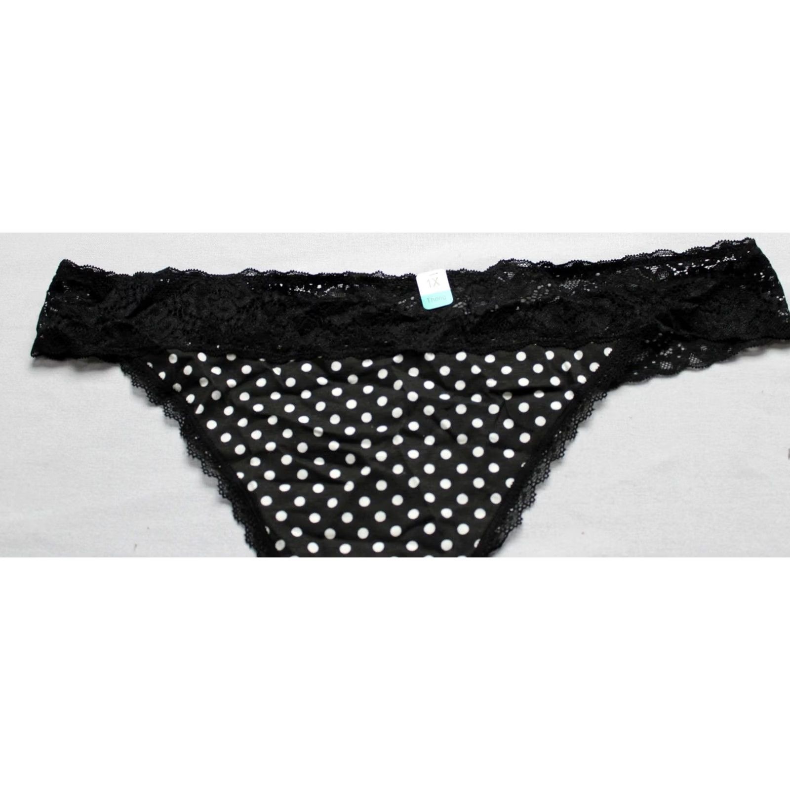 Vintage Maurices Women's Simply Comfy Cotton Thong Panty AR8 Black Size 1X Size 40" / US 18 - 2 Thumbnail