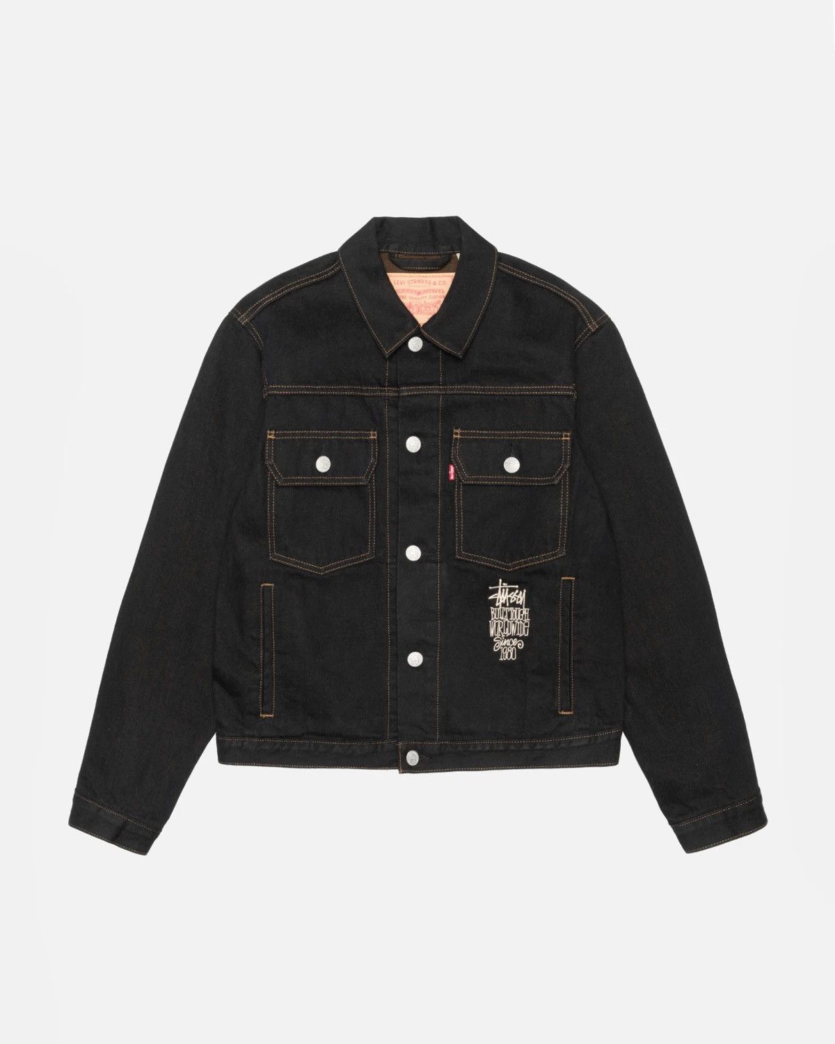 Stussy XL STUSSY & LEVI'S CRISPY RINSE TRUCKER JACKET | Grailed