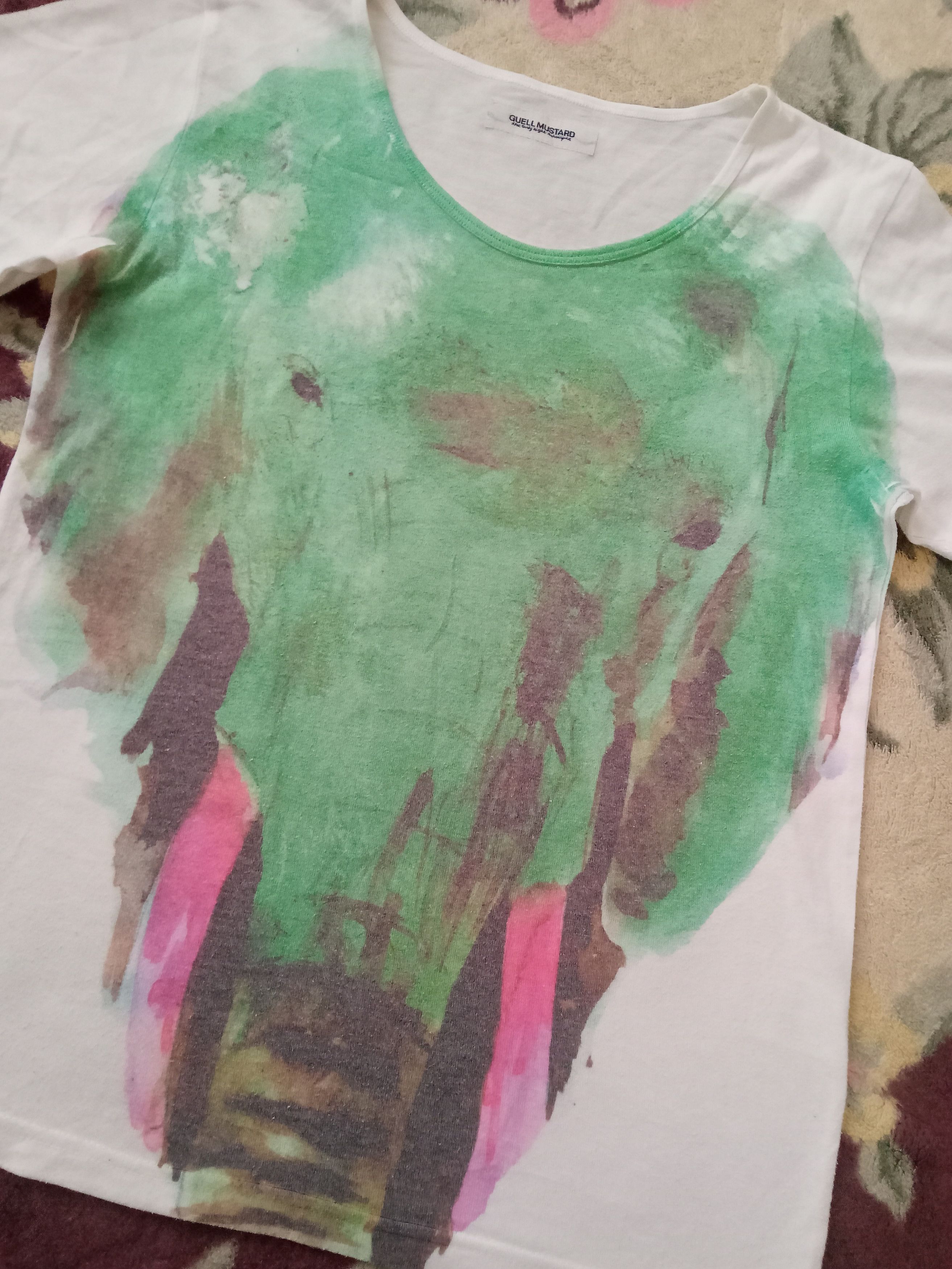 Designer Guell Mustard Big Elephant Face T Shirt Size S / US 4 / IT 40 - 5 Thumbnail