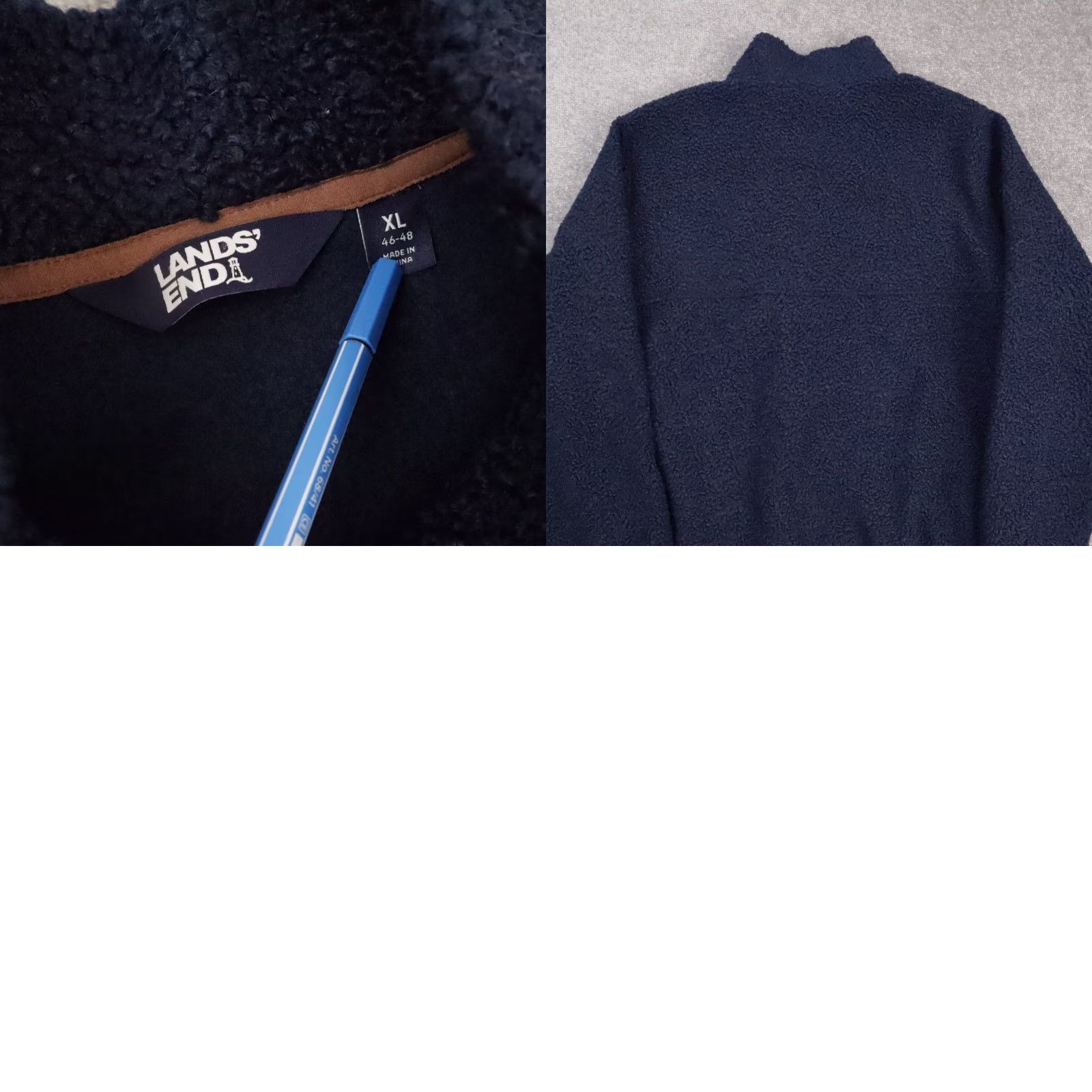 Lands' End Lands' End Sherpa Fleece XL Dark Blue 1/2 Snap Long Sleeve Jacket Sweatshirt Mens Size US XL / EU 56 / 4 - 8 Thumbnail