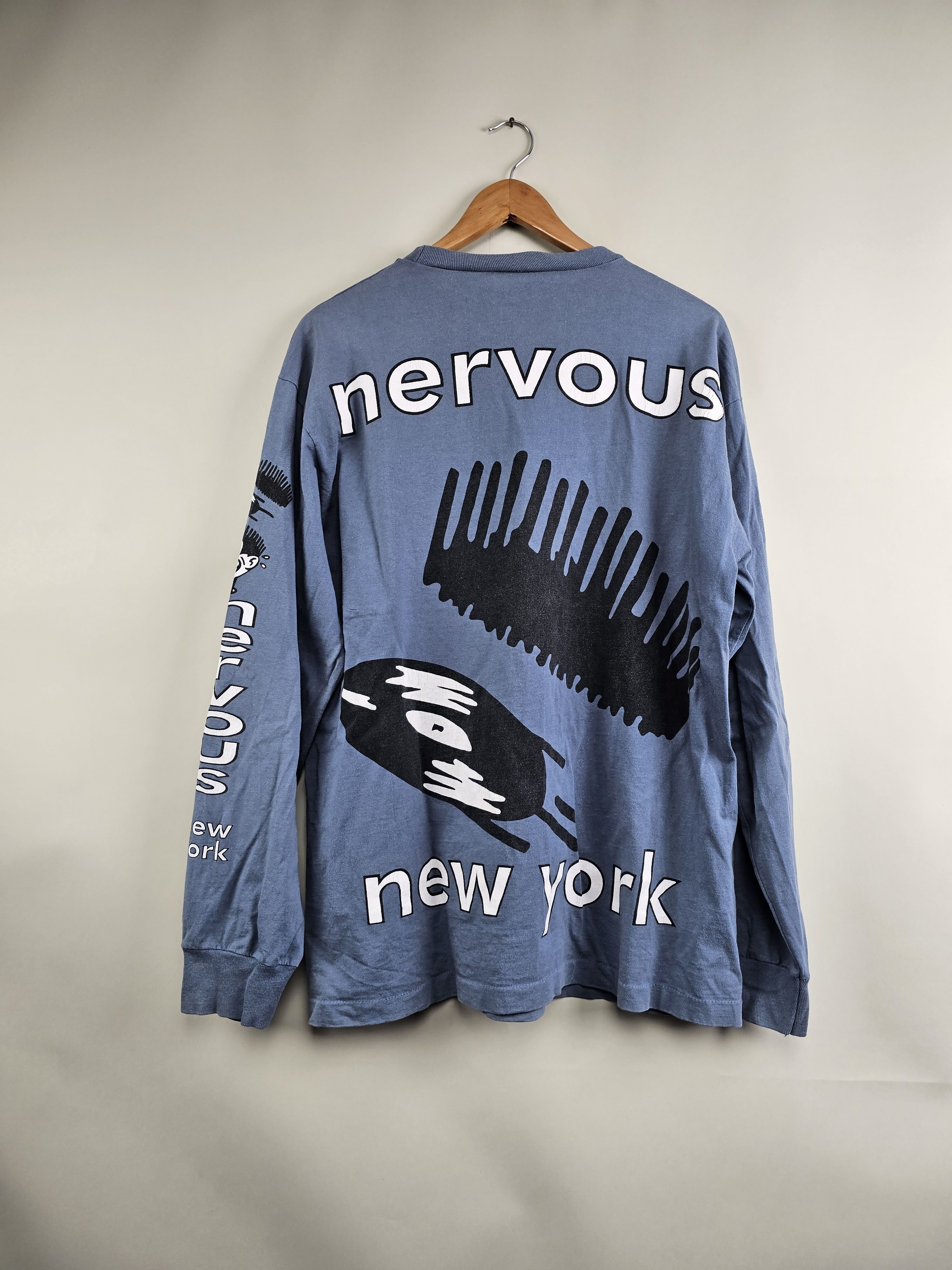 Band Tees × Rap Tees × Vintage 90s Nervous Records New York Long-sleeved Vintage Size US XL / EU 56 / 4 - 4 Thumbnail
