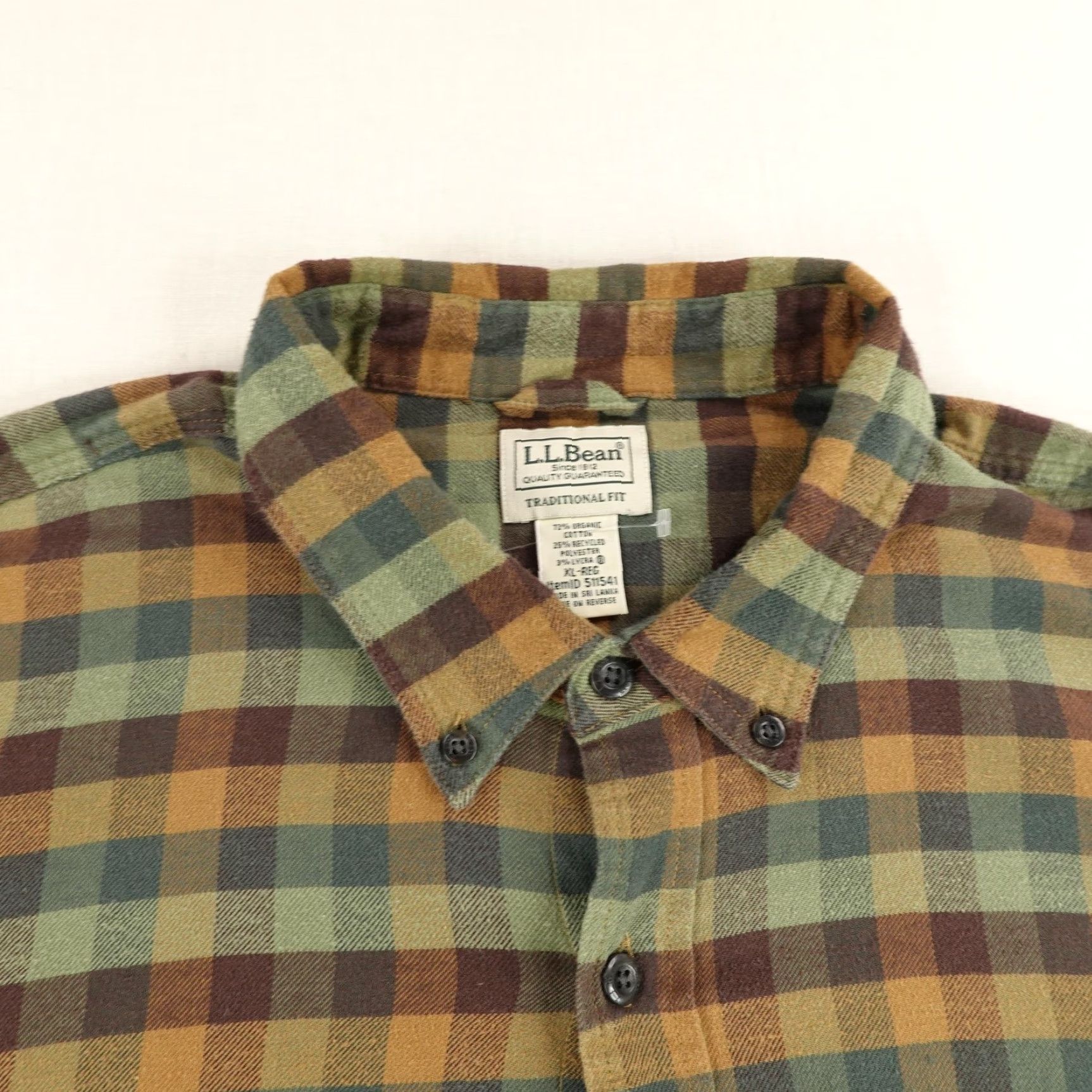 Vintage LL Bean Shirt Mens XL Green Plaid Comfort Stretch Flannel Outdoor Button-Up Button-Down Collar Size US XL / EU 56 / 4 - 2 Thumbnail