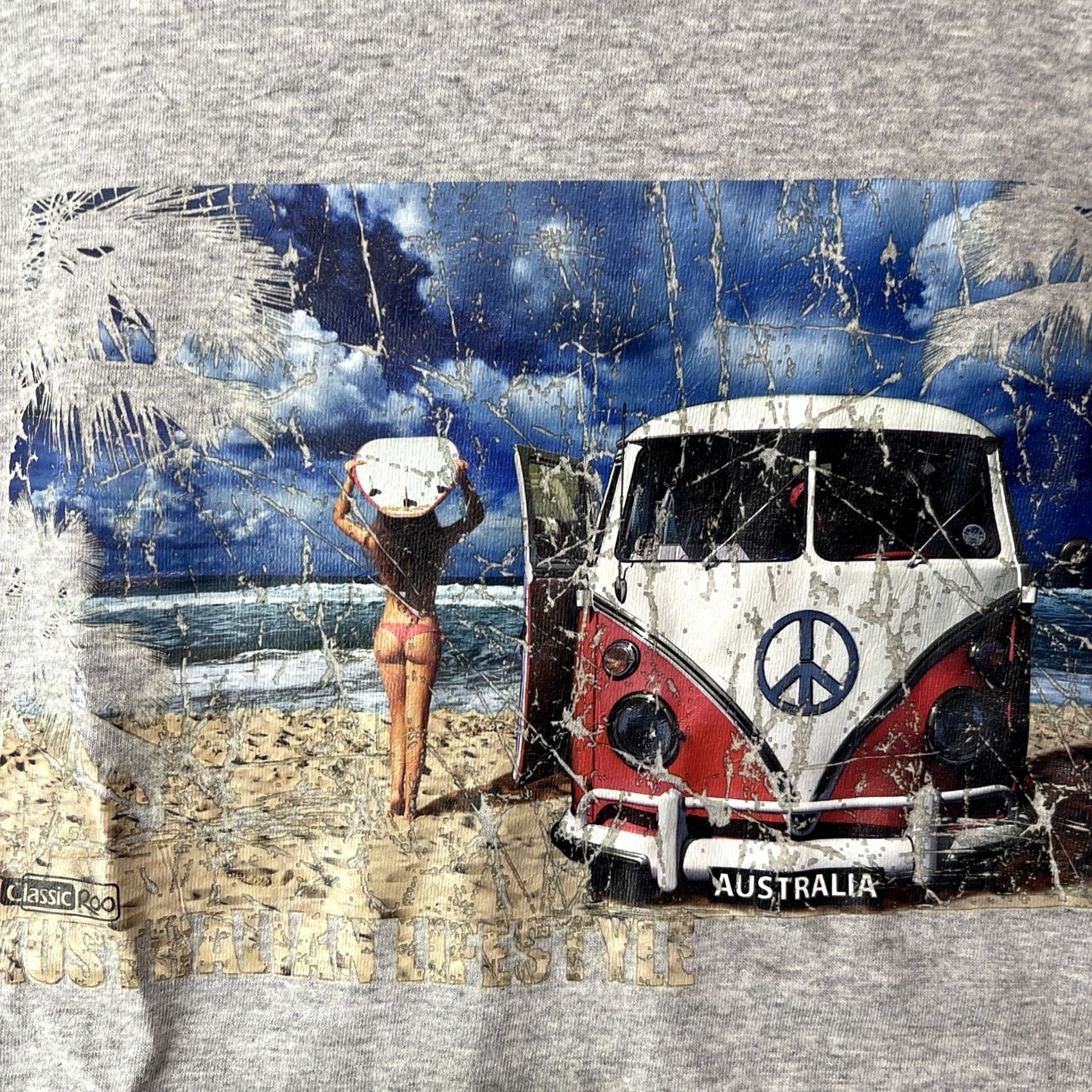 Vintage HOXLEY AUSTRALIA Shirt Mens Large Gray Cotton Knit Crew Neck Graphic Print Beach Outdoor Countries Theme Adult Size US L / EU 52-54 / 3 - 5 Thumbnail