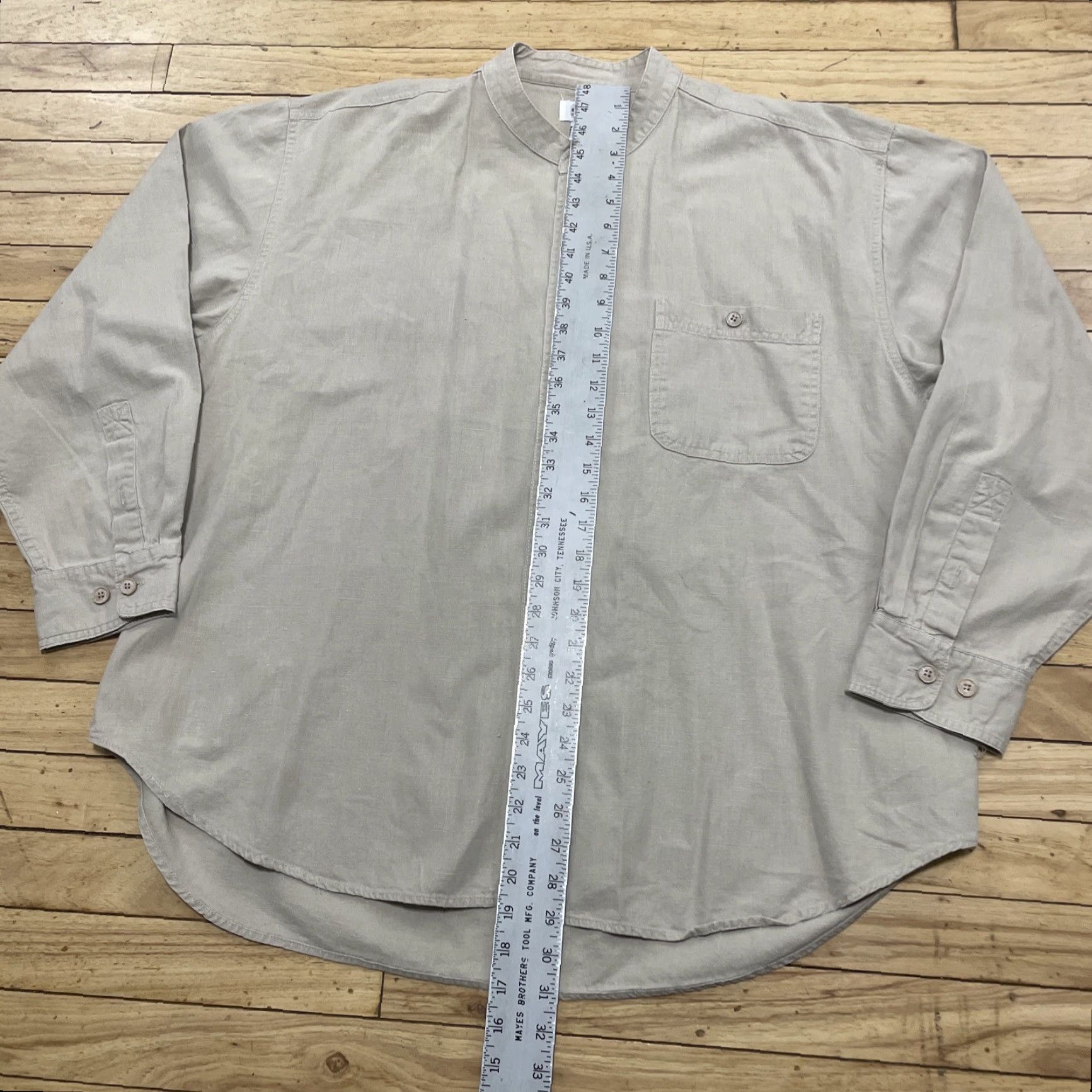 Vintage VINTAGE Sostanza Linen Shirt Men XL Beige No Collar Long Sleeve 90s Size US XL / EU 56 / 4 - 7 Thumbnail