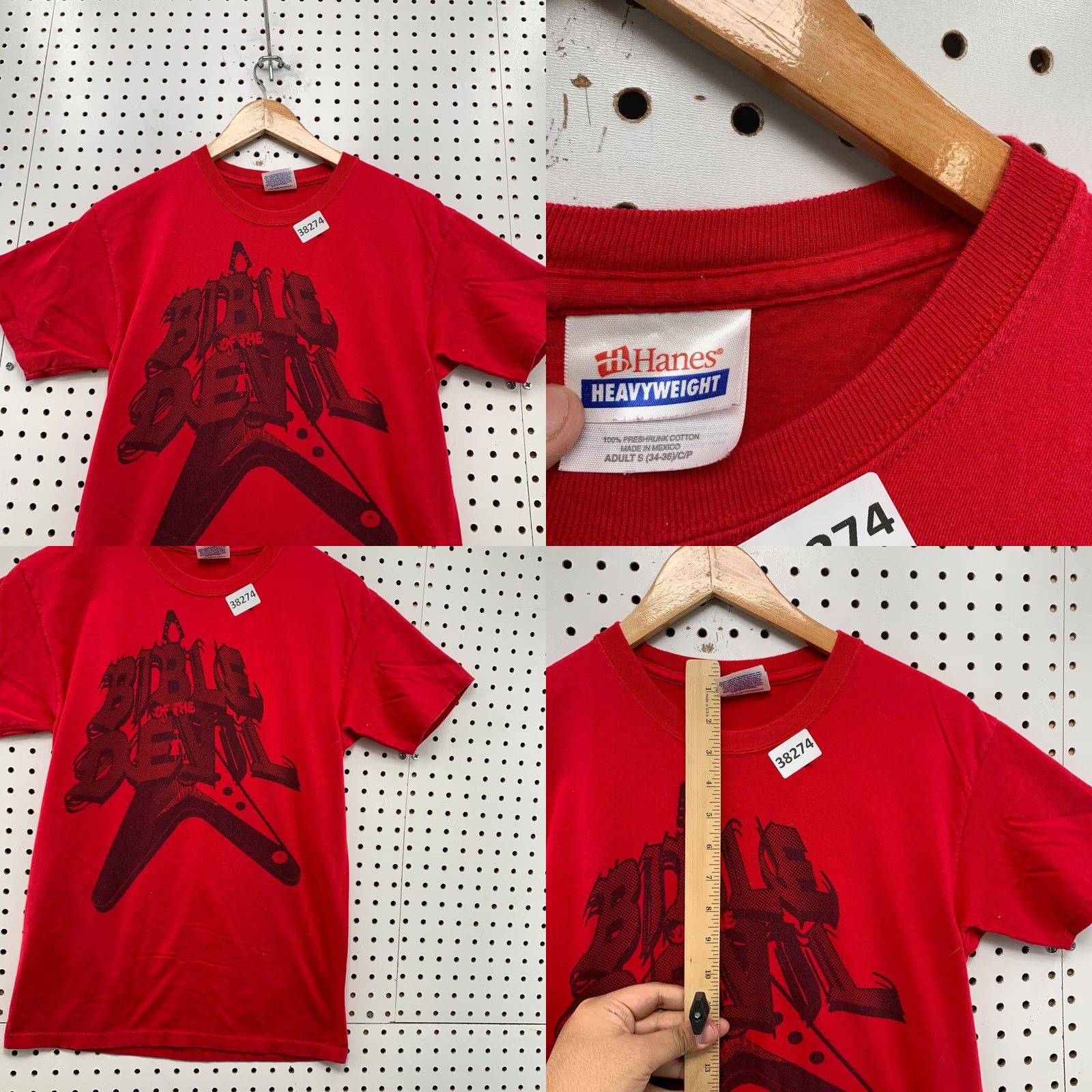 Hanes Bible Devil Beyond Bomb Tour Shirt Men Small Red 2008 Music Band Concert Size US S / EU 44-46 / 1 - 8 Thumbnail