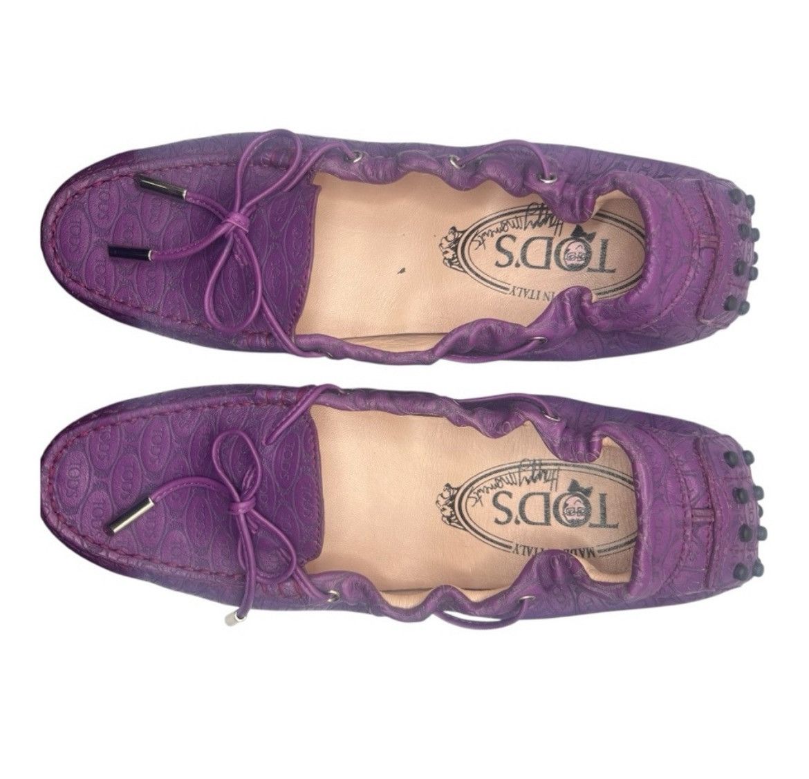 Tod's TOD’S × Happy Moments Purple Embossed Leather Loafers Size 9 Size US 9 / IT 39 - 3 Thumbnail