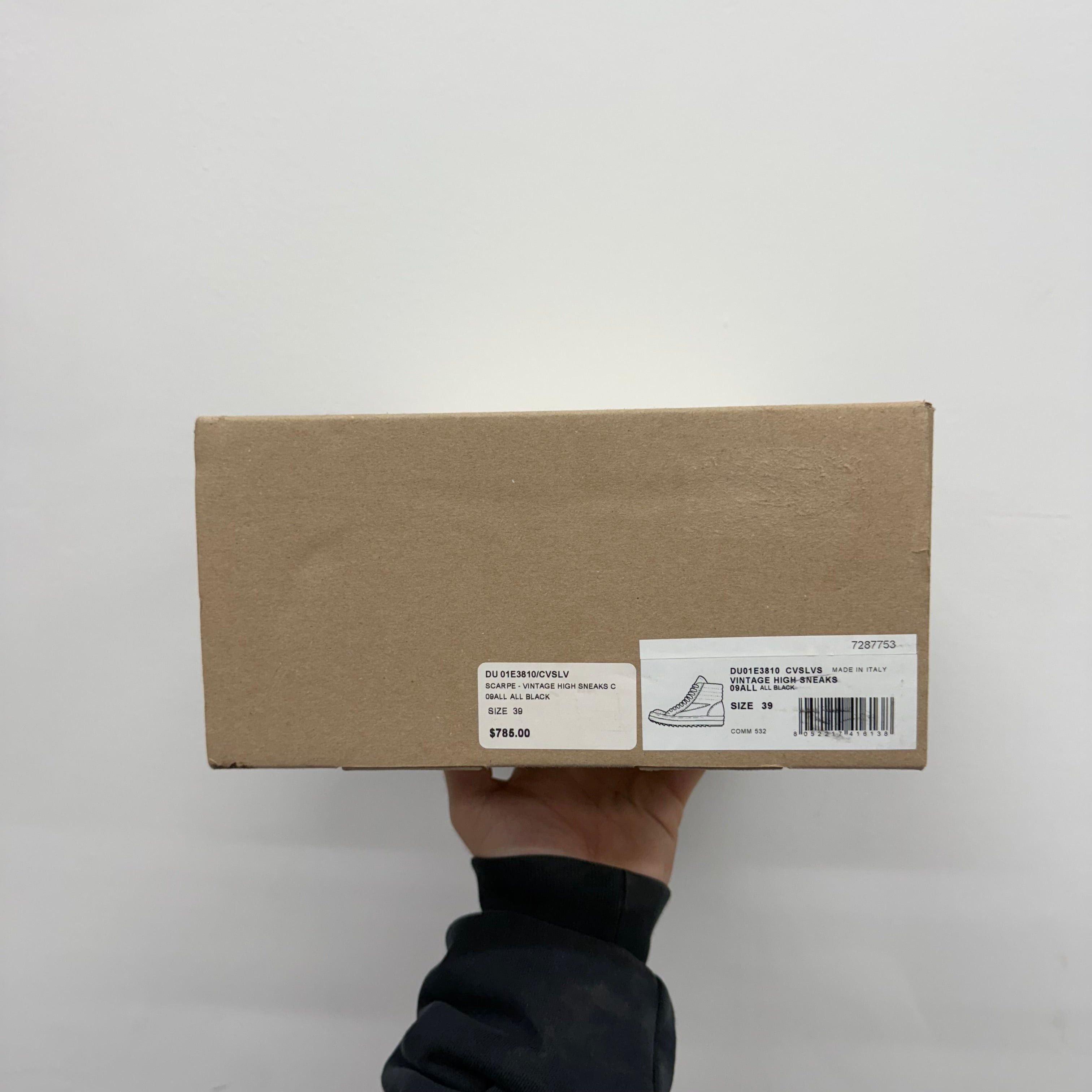Rick Owens Vans High Triple Black - Size 39 (US 6)