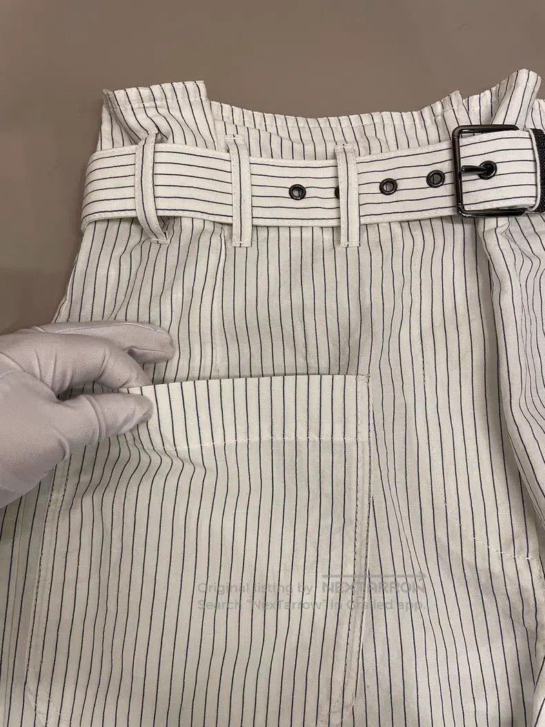 Brunello Cucinelli Brunello Cucinelli White Striped Cotton Linen High-Waisted Size 42" / US 20 - 7 Thumbnail