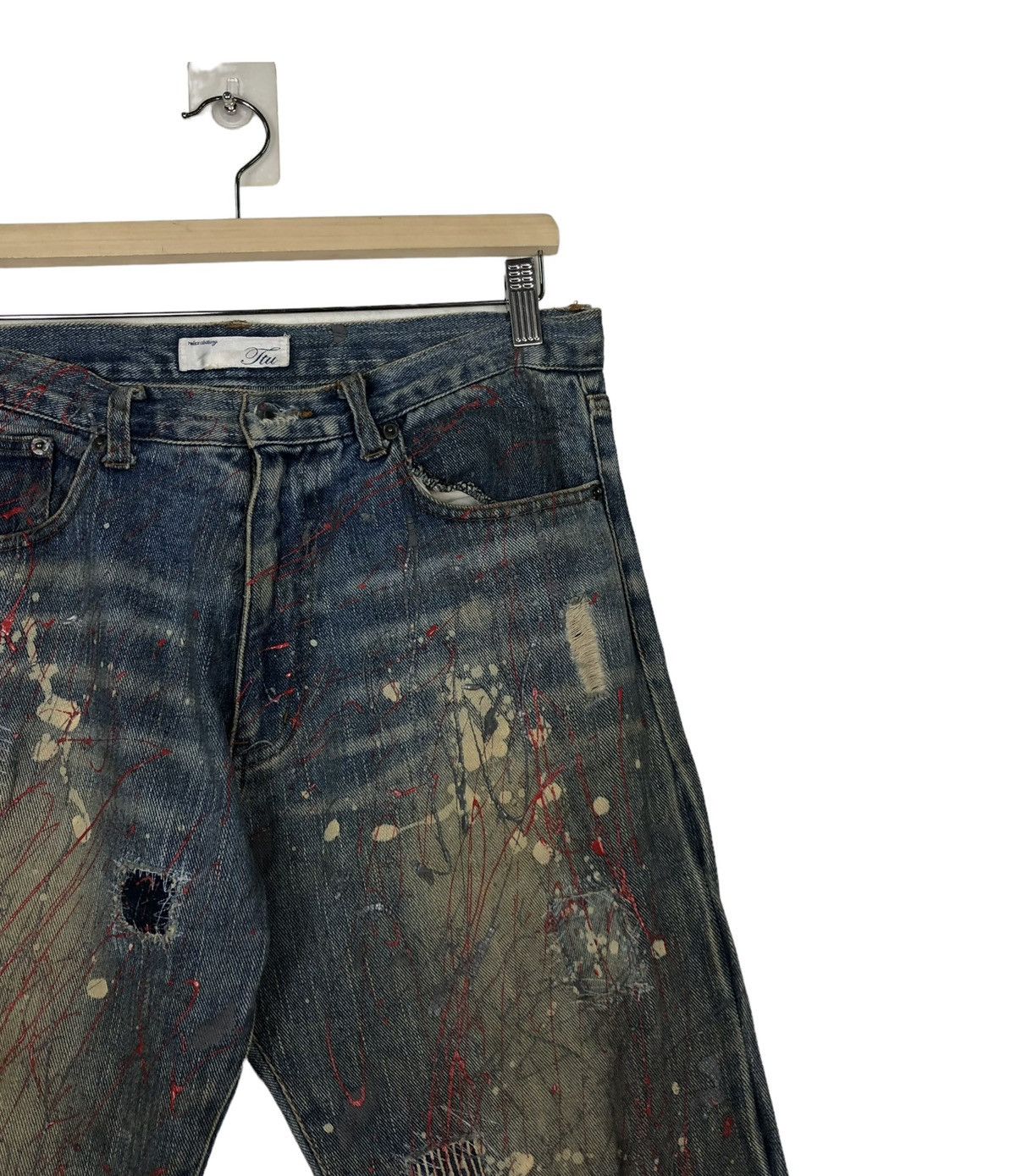 Hysteric Glamour 🔥PAINTED DENIM JEANS FLARE ITU JAPAN MADE RUSTY DESIGN Size US 30 / EU 46 - 6 Thumbnail