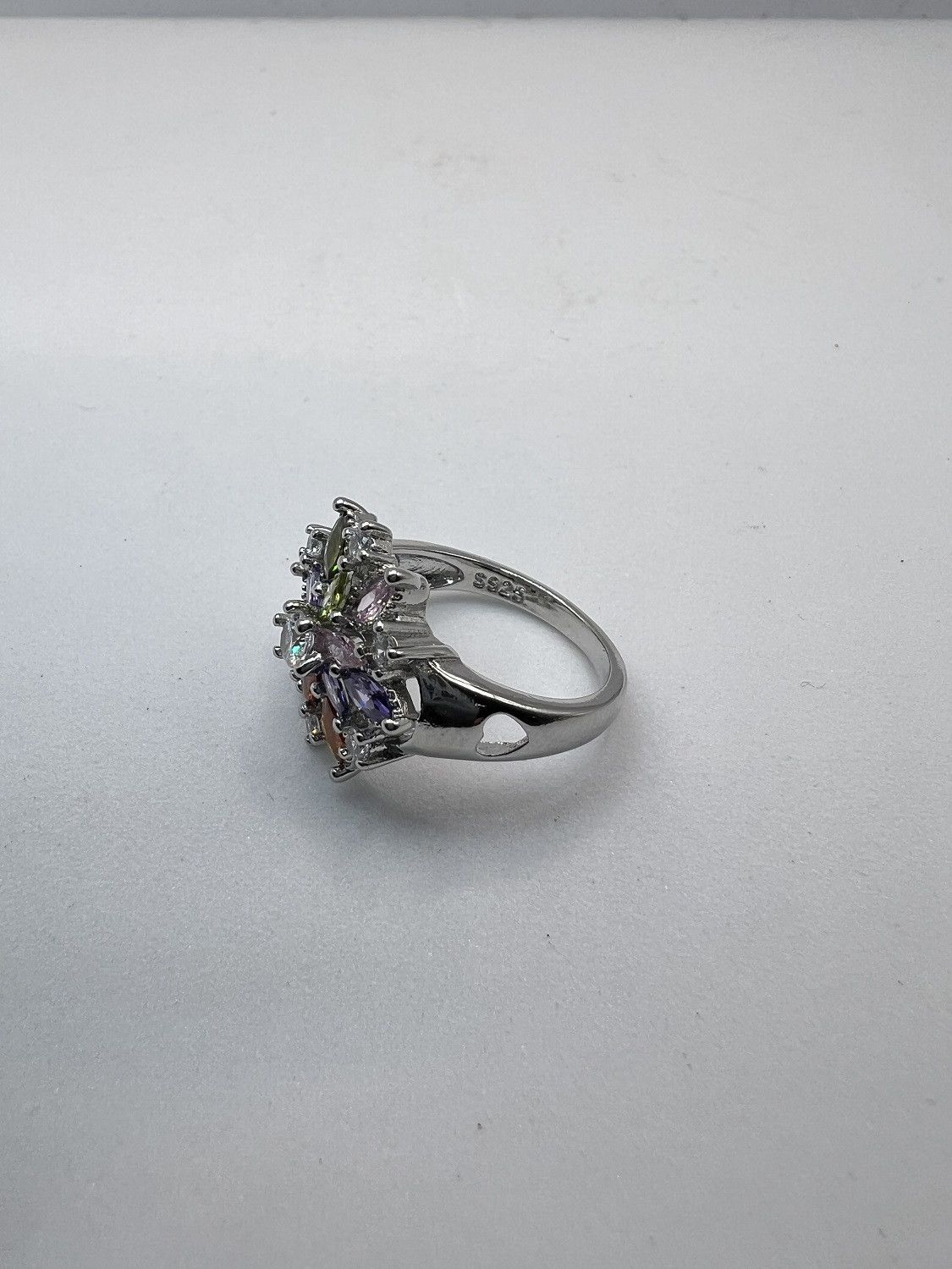 Jewelry Rainbow Czs Flower Silver Ring - Size 7 Size ONE SIZE - 4 Thumbnail
