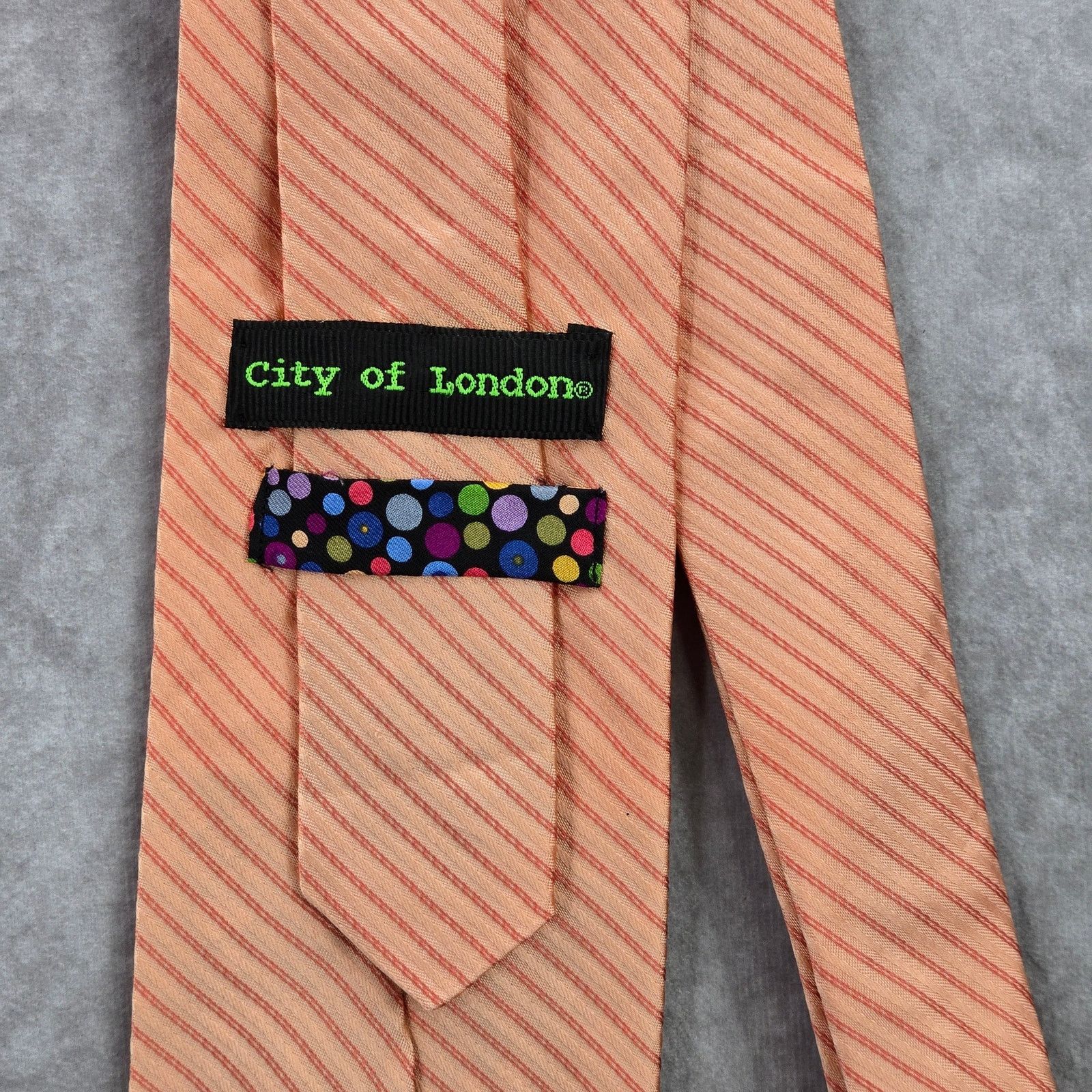 Other City of London Orange Stripe Geometric 100% Silk Neck Tie Size 30 - 4 Thumbnail