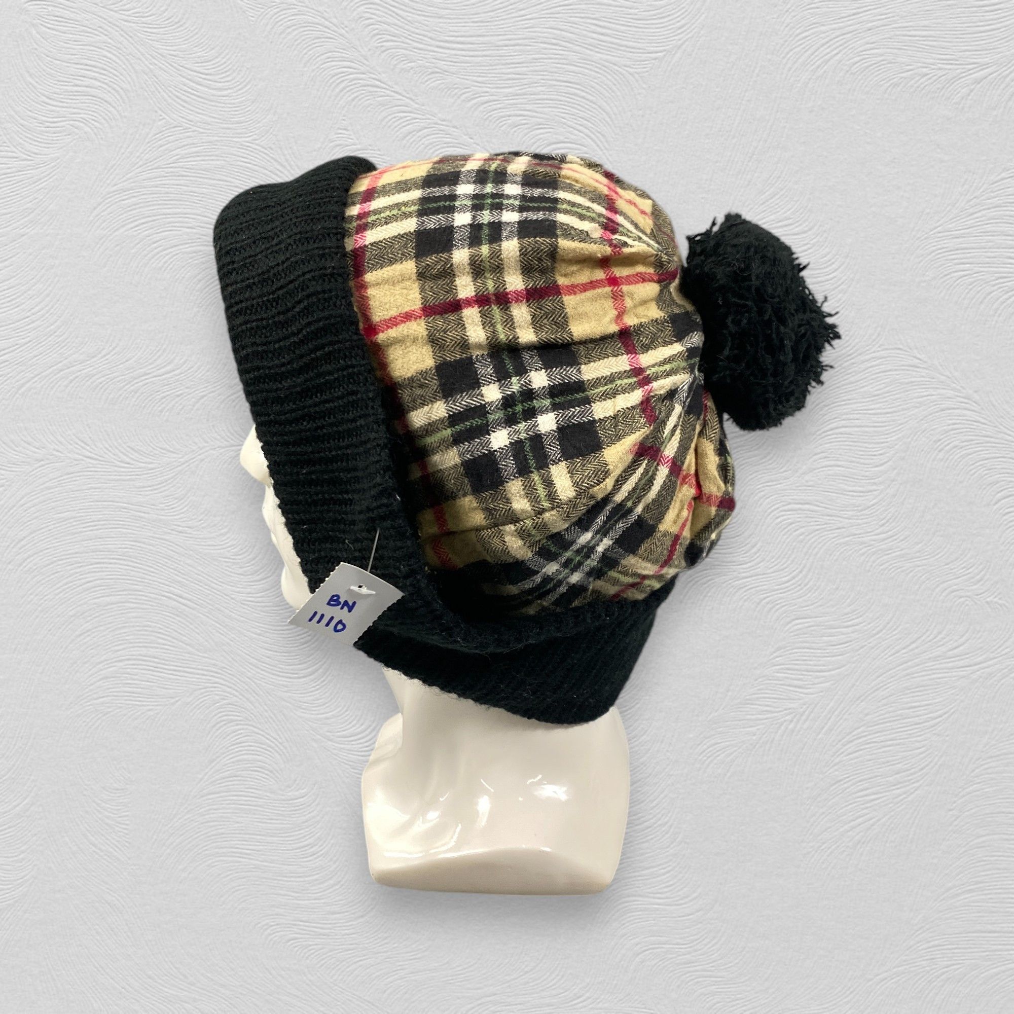 Japanese Brand Checked Snow Cap Beanie Hat -BN1110 Size ONE SIZE - 1 Thumbnail