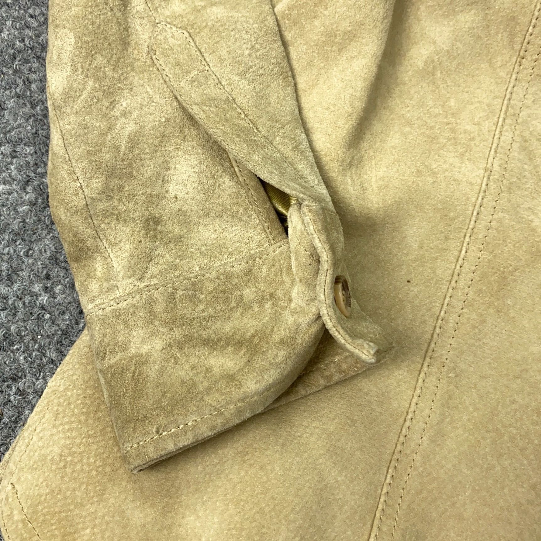 Vintage AMI Leather Jacket Womens Small Beige Leather Button Up Lined Size S / US 4 / IT 40 - 5 Thumbnail