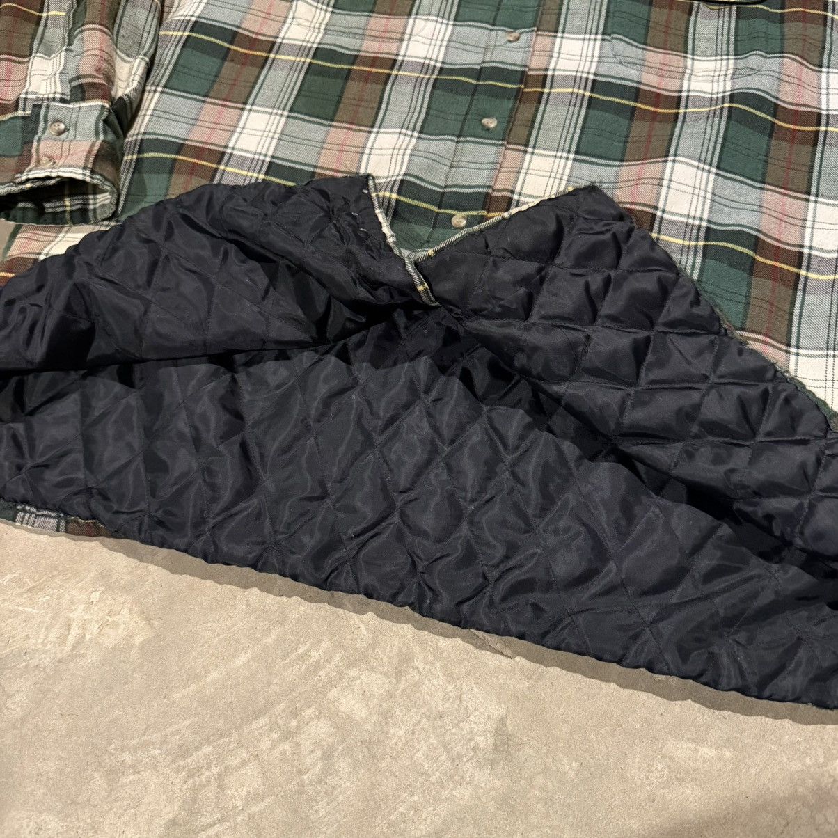 Vintage 2000s Faded Wrangler Plaid Quilt Lined Flannel ERD Grunge Size US XL / EU 56 / 4 - 4 Thumbnail