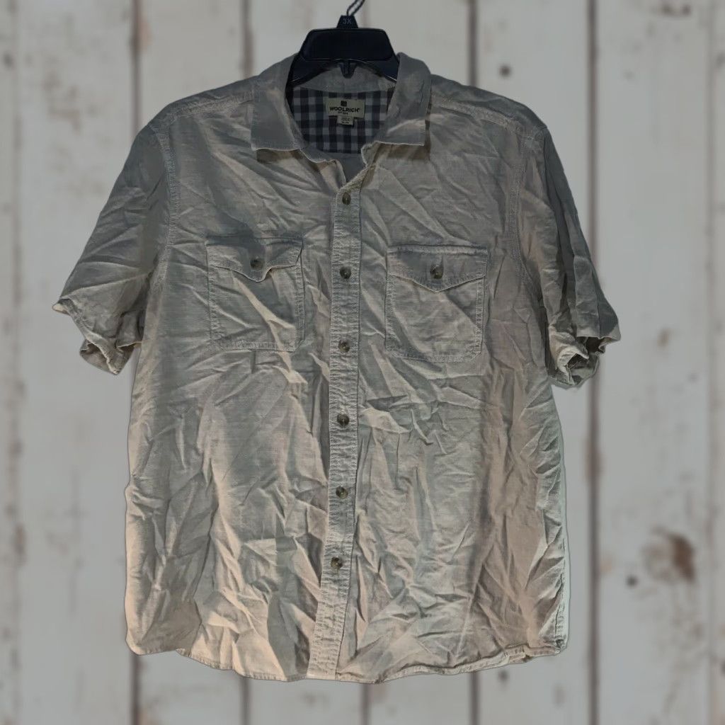 Vintage Woolrich Beige Cotton Button-Up Shirt Mens XL Short Sleeve Camp Outdoor Classic Size US XL / EU 56 / 4 - 1 Thumbnail