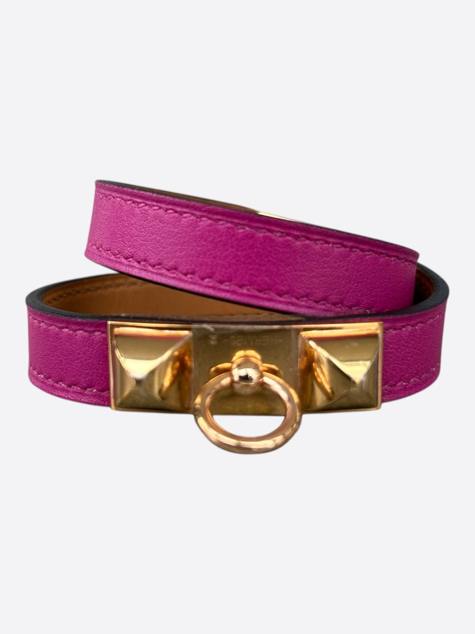 Hermes Purple Swift & Gold Hardware Rivale Double Tour Bracelet Size ONE SIZE - 1 Thumbnail