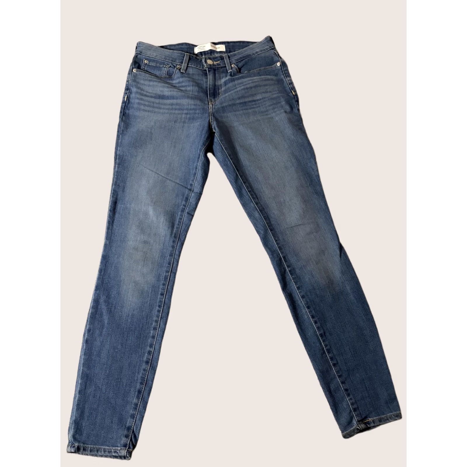 Vintage Signature Levi Strauss Jeans Womens 32 Blue Mid Rise Skinny Denim 32x28 Size 24" / US 00 / IT 34 - 1 Thumbnail