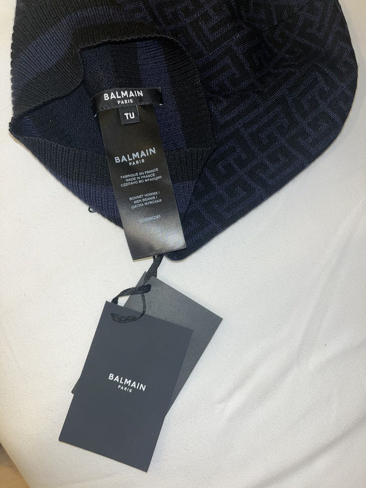 Balmain Black & Navy Wool Beanie Size ONE SIZE - 2 Thumbnail