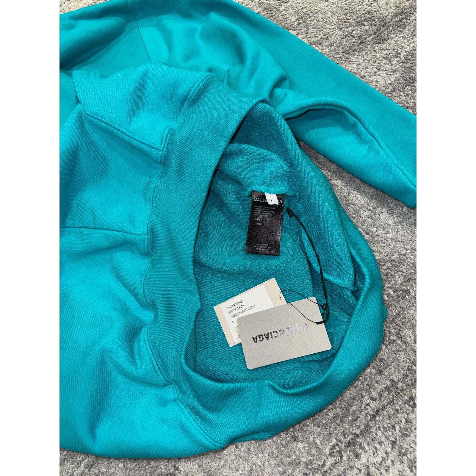 Balenciaga Balenciaga Logo Oversized Turquoise Blue Hoodie Cotton Large Size US L / EU 52-54 / 3 - 7 Thumbnail