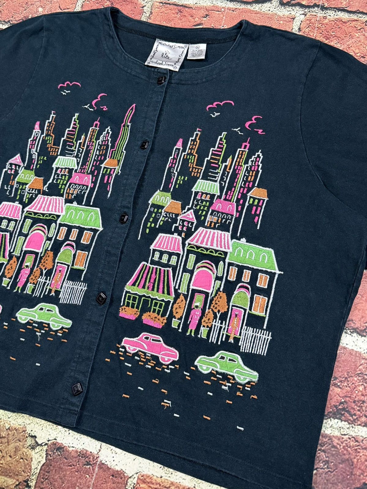 Other Michael Simon Lite Cardigan Cropped City Skyline Cars Houses Size XL / US 12-14 / IT 48-50 - 6 Thumbnail