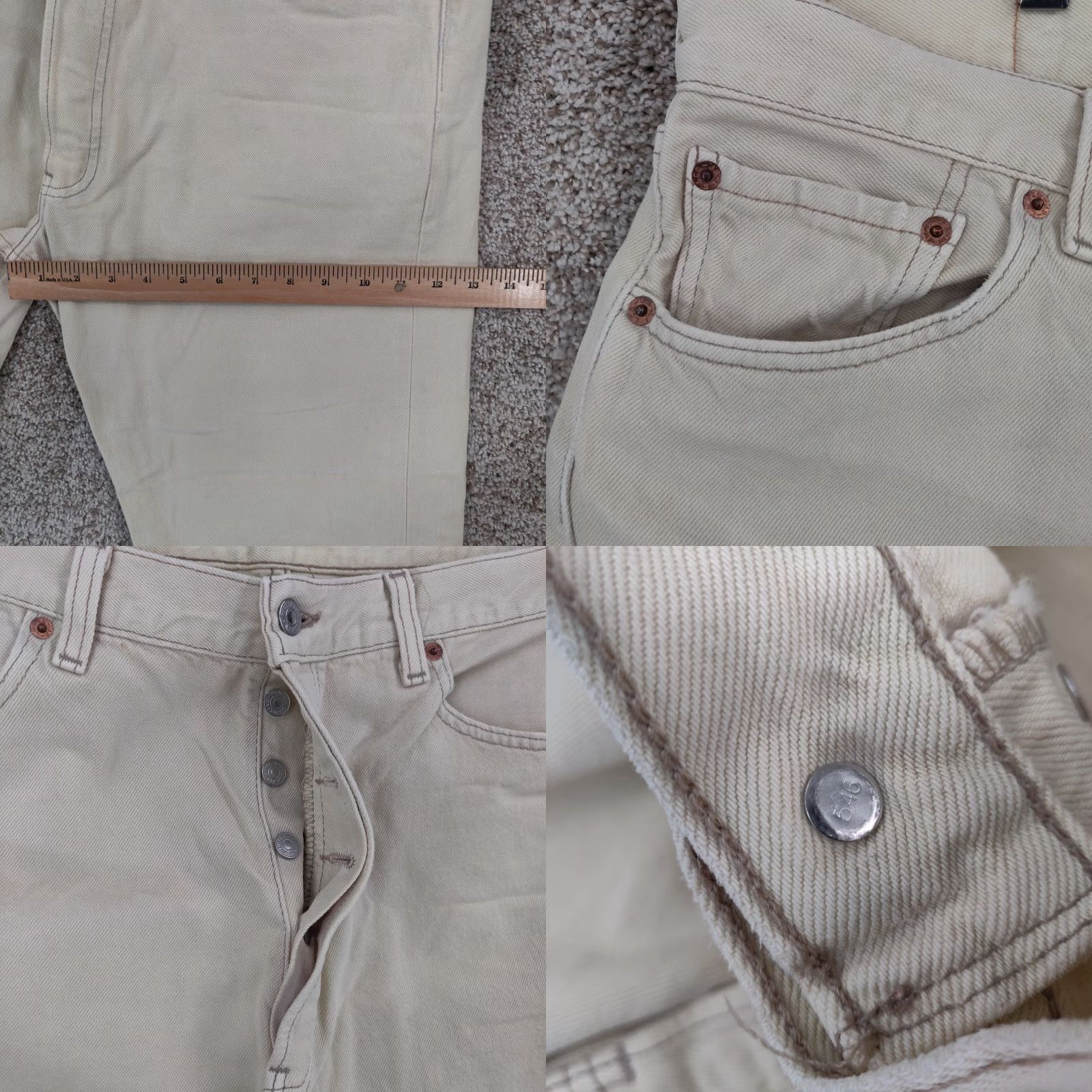 Levi's VINTAGE Levi's 501 Jeans Mens Regular Beige 38x30 (Fits 36x28) Button Fly USA 90s Size US 38 / EU 54 - 8 Thumbnail
