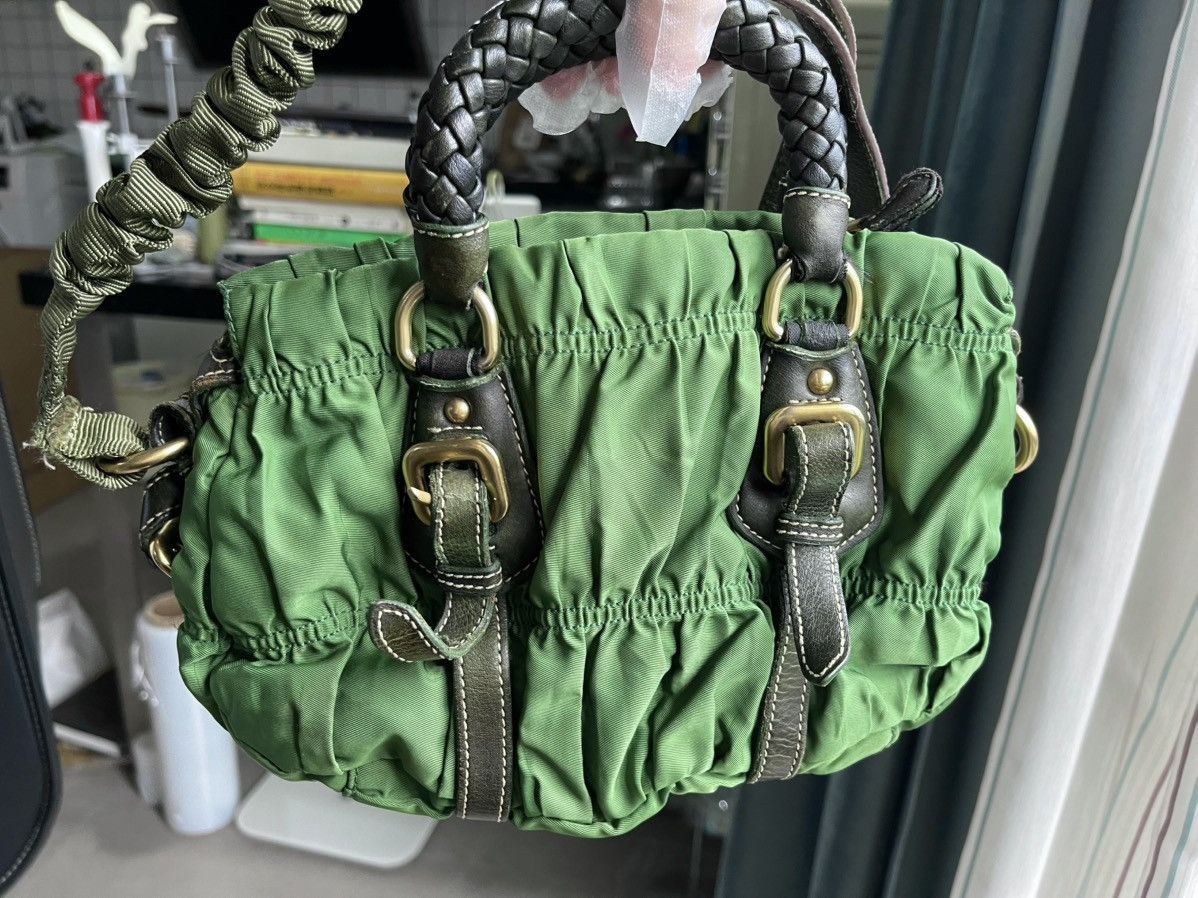 Prada Prada Ruched Nylon Handbag in Green Size ONE SIZE - 3 Thumbnail