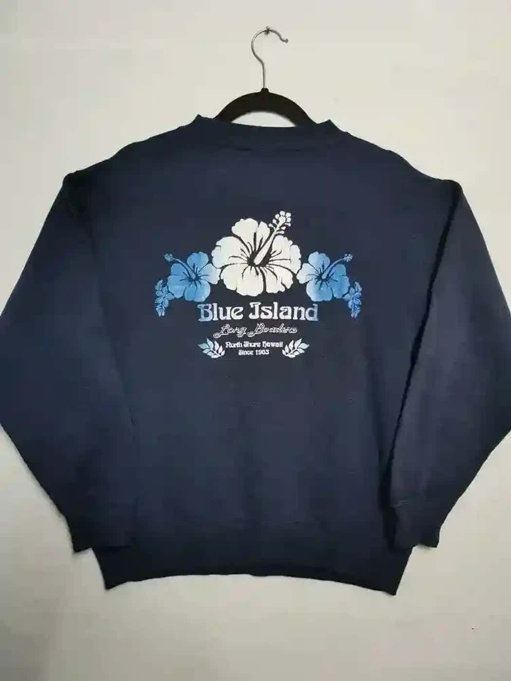 Vintage Vintage Blue Island Flower Big Logo Sweatshirt Size US L / EU 52-54 / 3 - 3 Thumbnail
