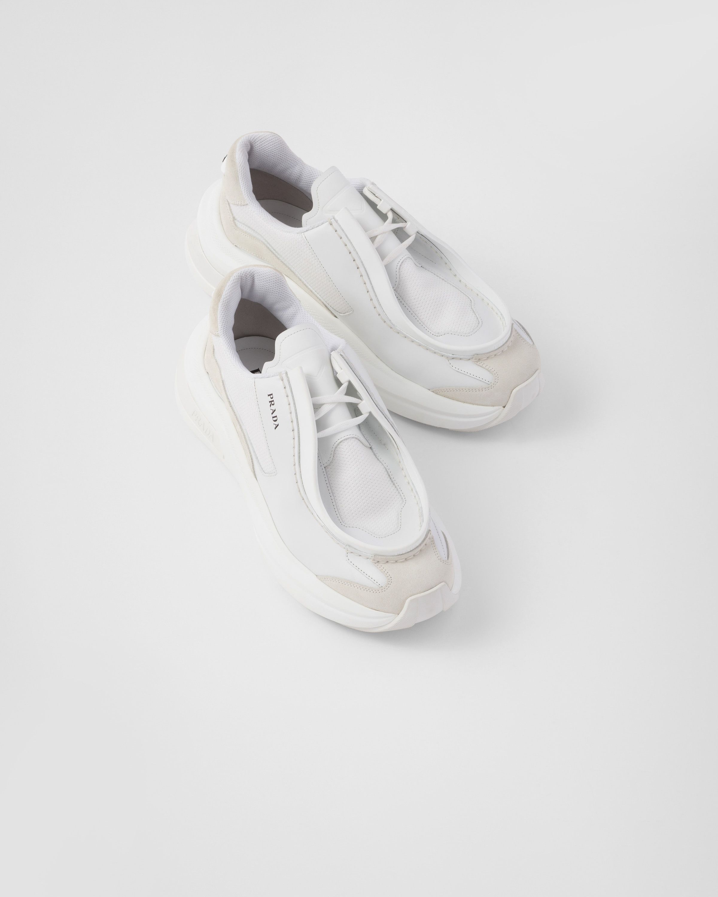 Prada o1la1rc1a0925 Panelled Leather Chunky Sneakers White/Ivory Size US 9 / EU 42 - 4 Thumbnail