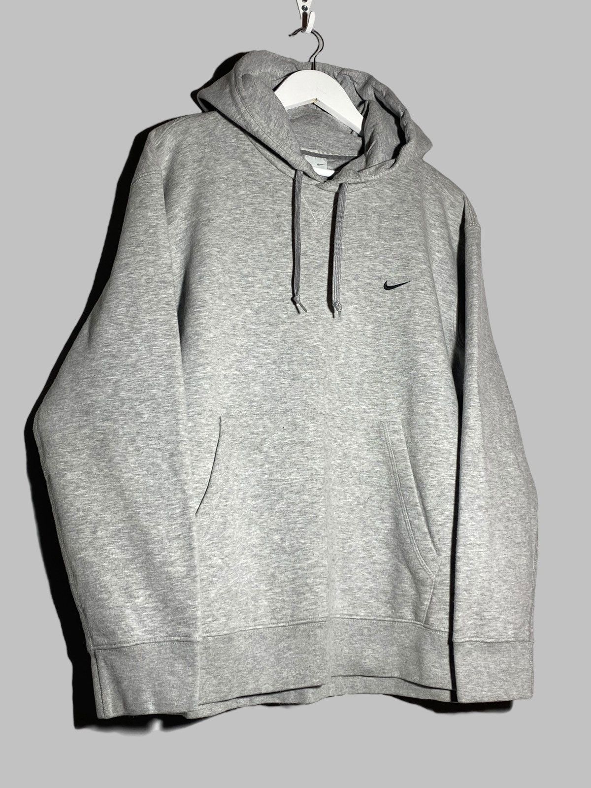 Nike 🔥 VINTAGE 00s NIKE Y2k DRILL SWOOSH GREY HOODIE SWEATSHIRT 🔥 Size US XL / EU 56 / 4 - 3 Thumbnail
