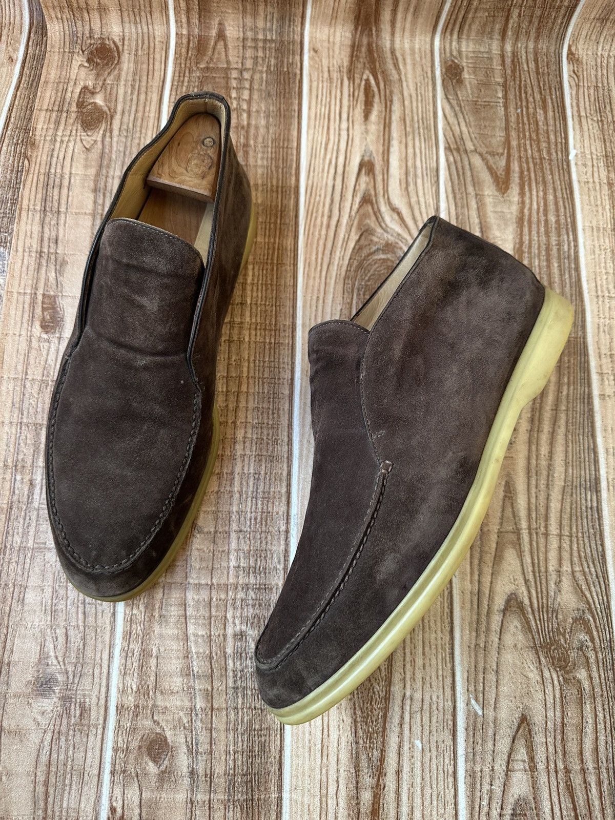 Loro Piana Loro Piana Dark Brown Open Walk Suede Loafers Size US 11 / EU 44 - 14 Thumbnail