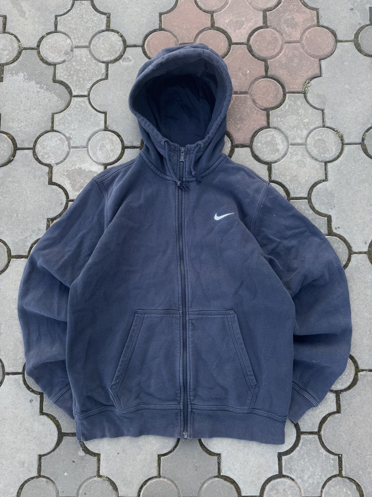 Nike × Vintage Vintage Nike Mini Swoosh Faded Zip Hoodie Y2K USA Size US M / EU 48-50 / 2 - 1 Thumbnail