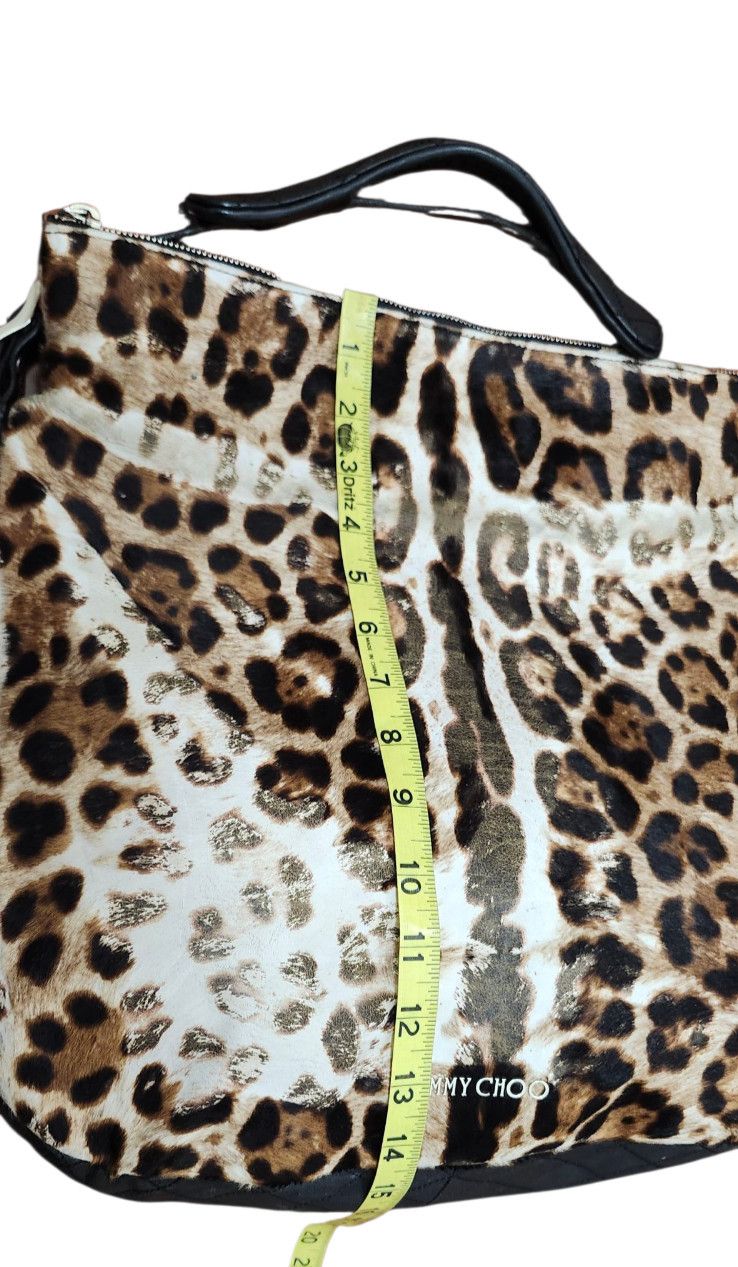Jimmy Choo Jimmy Choo Animal Print Hobo Bag Fur & Leather Designer Size ONE SIZE - 19 Thumbnail