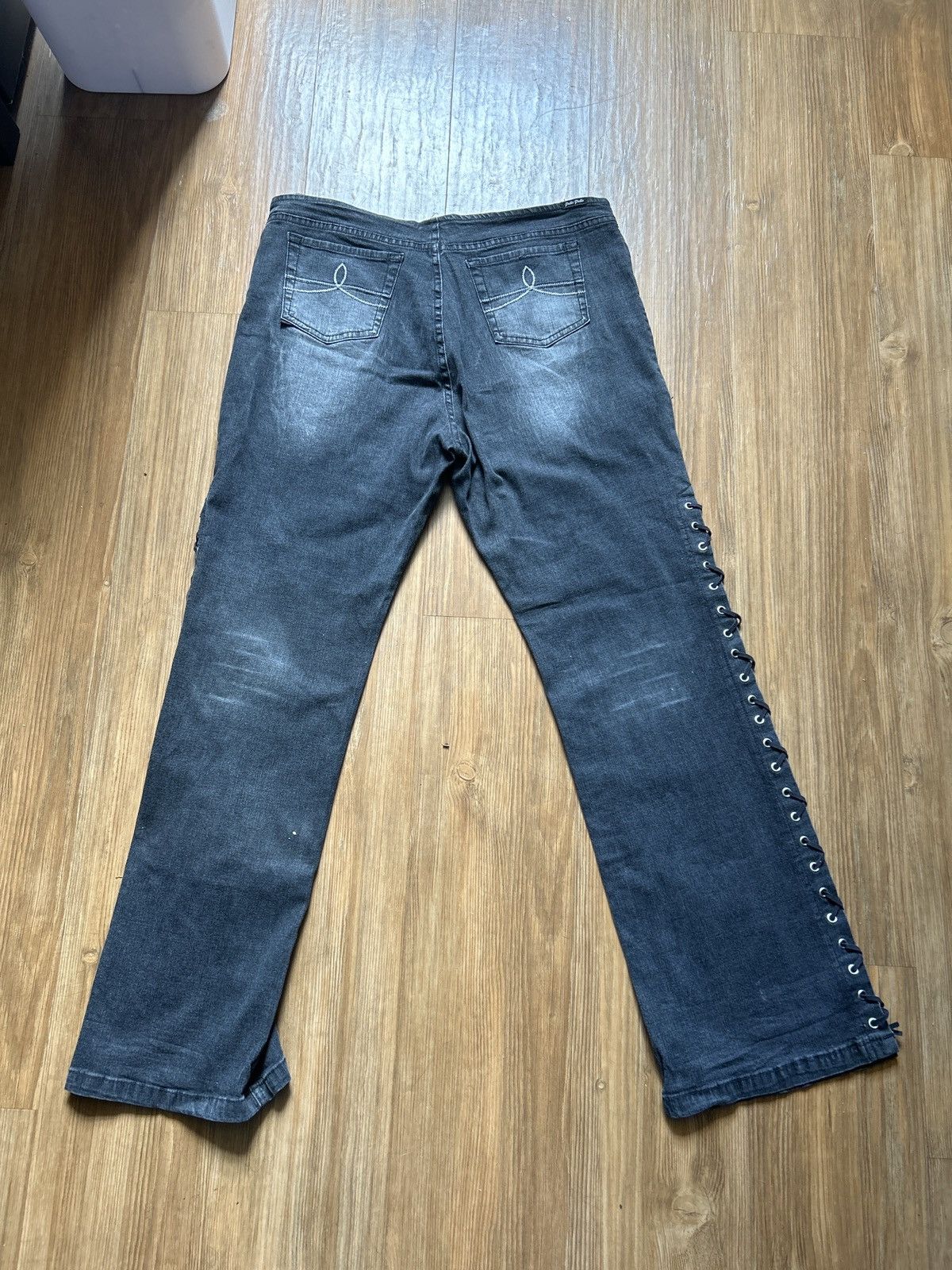 Vintage Vintage Y2K Pelle Pelle Washed Denim Lace-Up Jeans Size US 34 / EU 50 - 3 Thumbnail