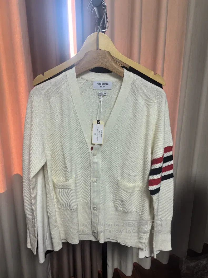 Thom Browne Thom Browne Wool Cardigan Beige Size US XL / EU 56 / 4 - 1 Thumbnail