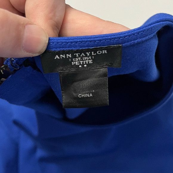 Ann Taylor Ann Taylor exposed back zipper Dress in blue size 10 petite Size L / US 10 / IT 46 - 3 Thumbnail